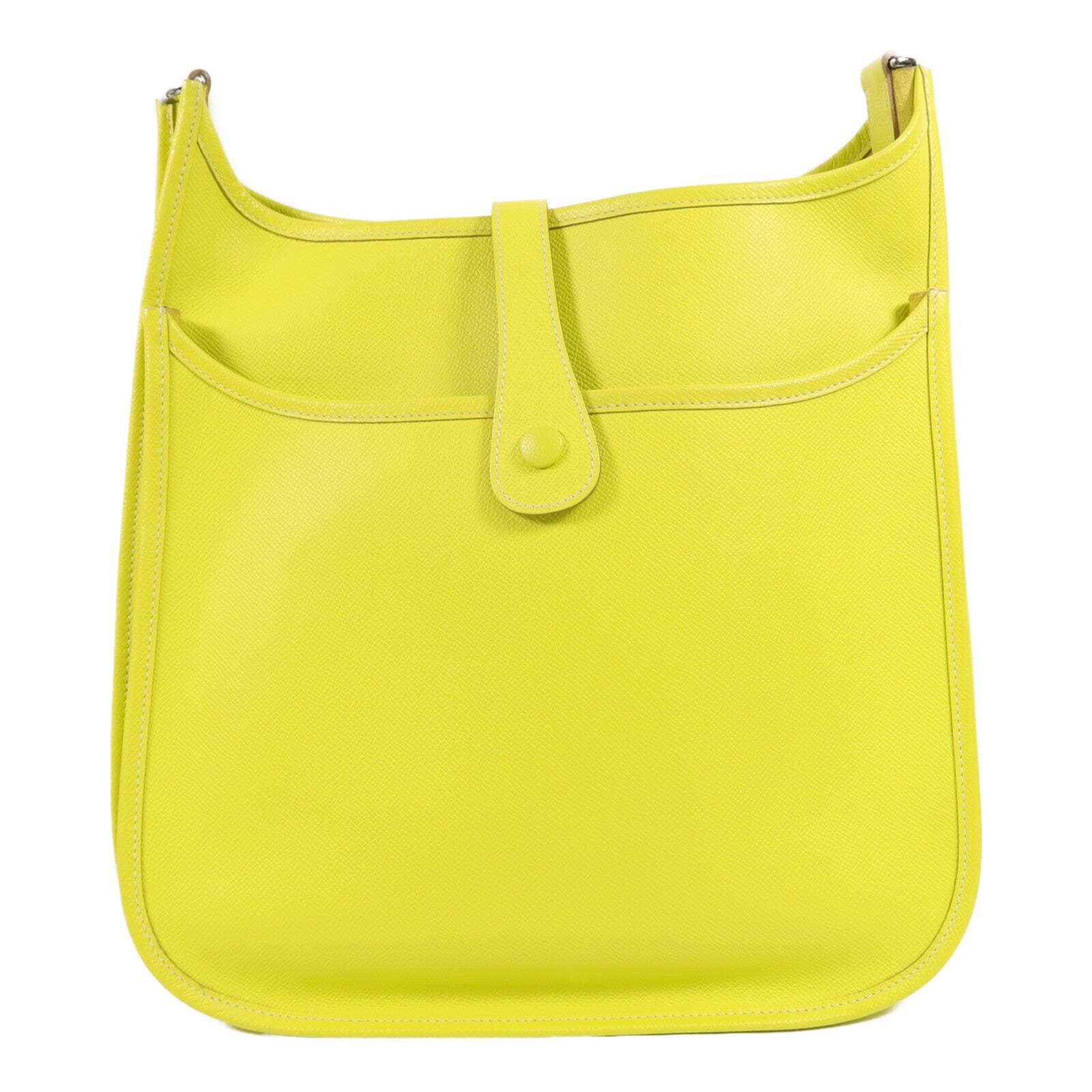 HERMES Epsom皮革Evelyne GM肩背袋Lime