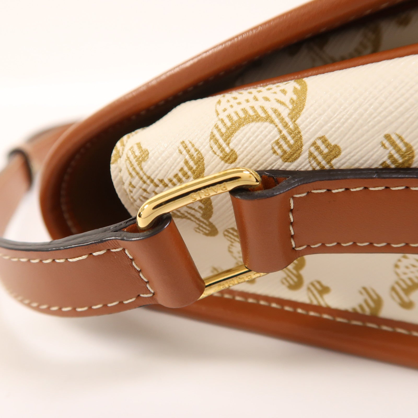 CELINE 塗層帆布Folco Medium金扣肩背袋