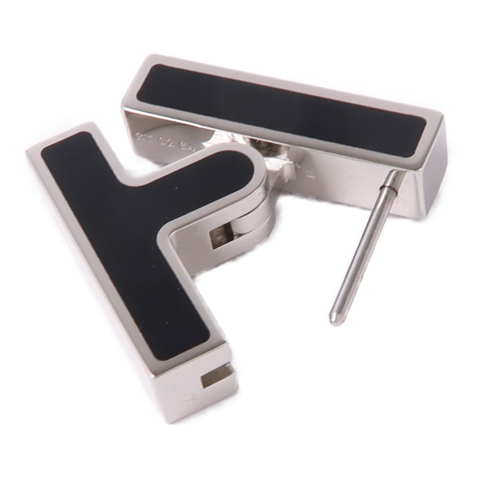 HERMES Habascule Earrings Metal Noir