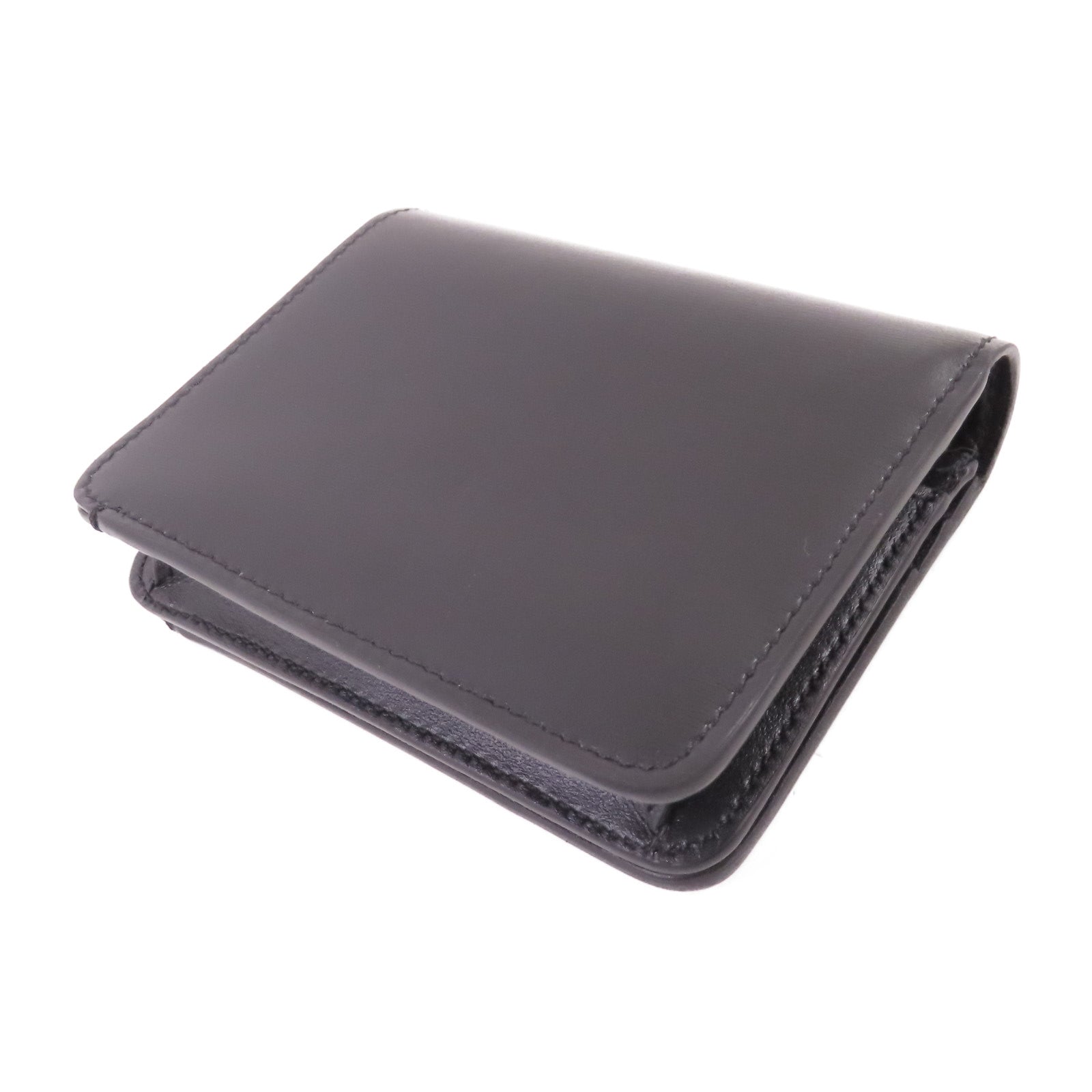 CELINE 牛皮皮革Triomphe Compact Wallet金扣短錢包黑色