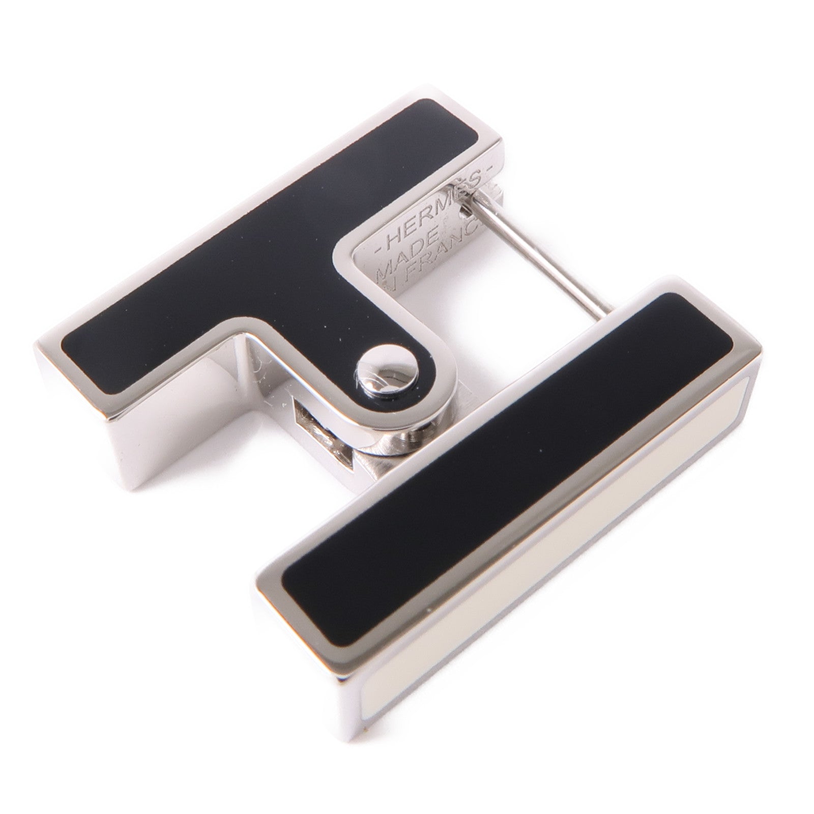 HERMES Habascule Earrings Metal Noir