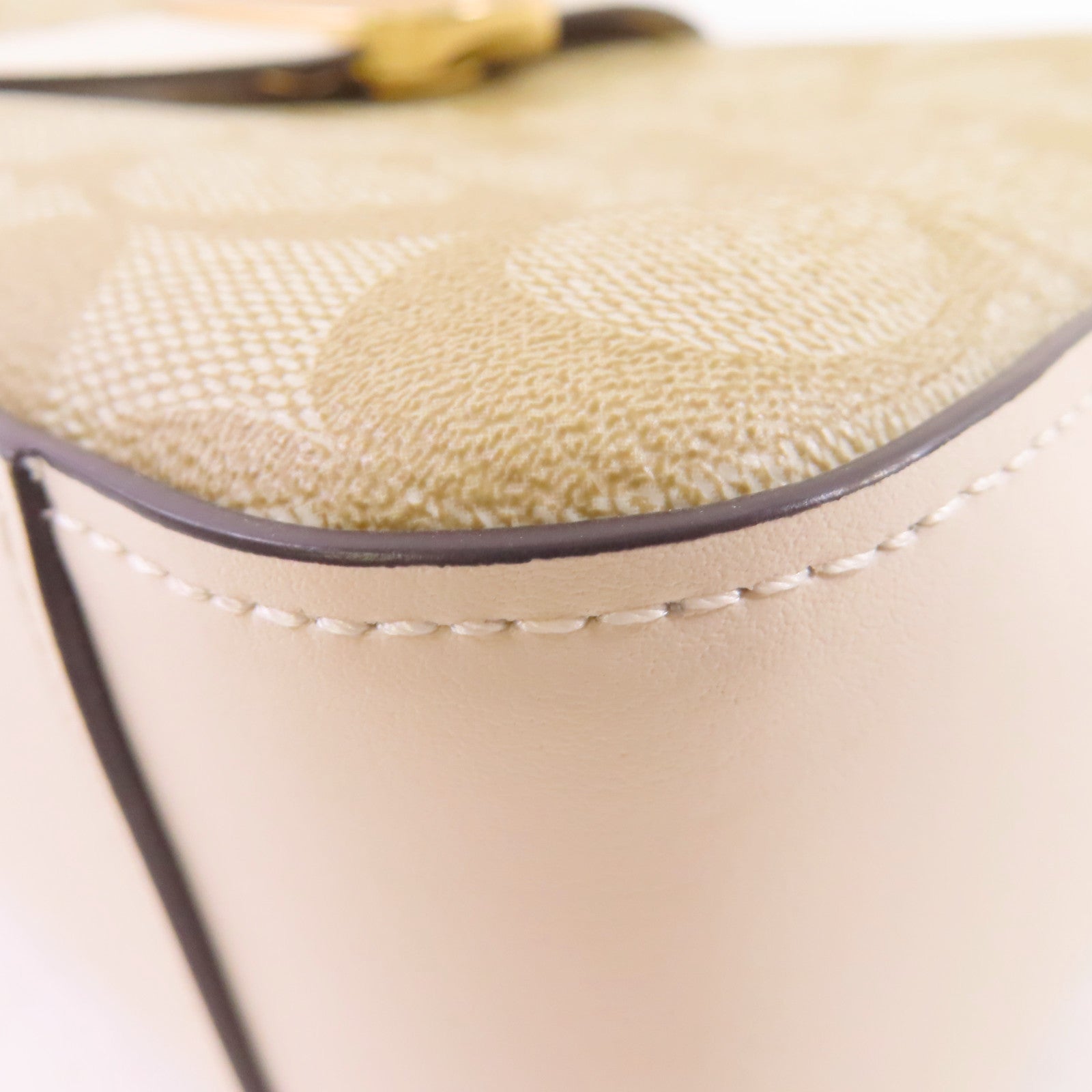 COACH 塗層帆布Eliza Shoulder Bag金扣肩背袋啡色/白色