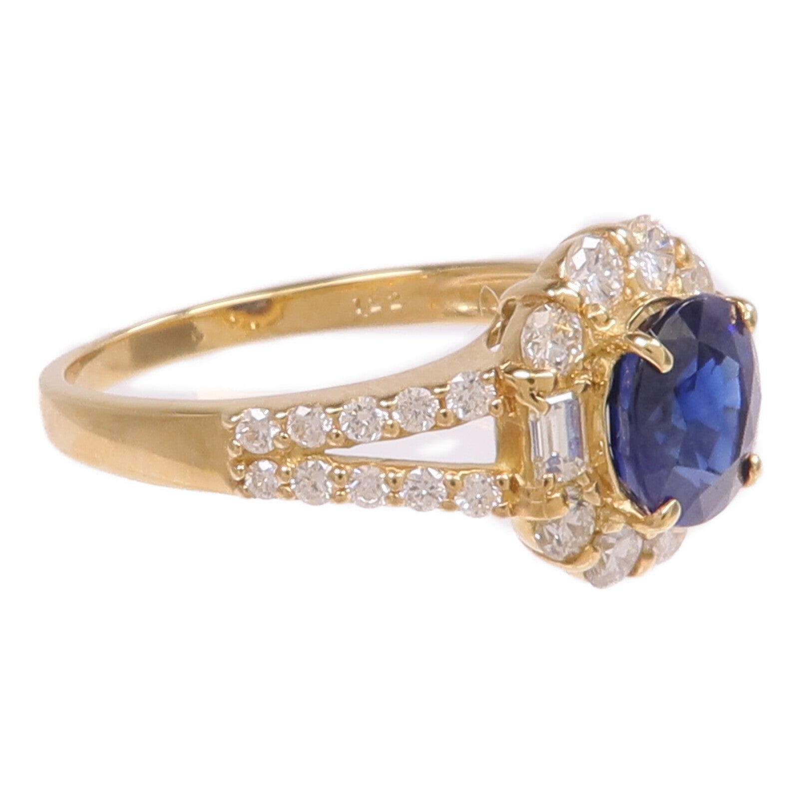 JEWELRY 【激減優惠】18K黃金Sapphire Diamond Ring藍寶石/鑽石戒指US#5.75