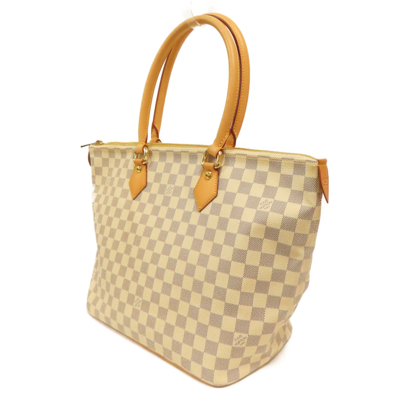 LOUIS VUITTON 【激減優惠】Damier Azur Saleya MM金扣手挽袋白色