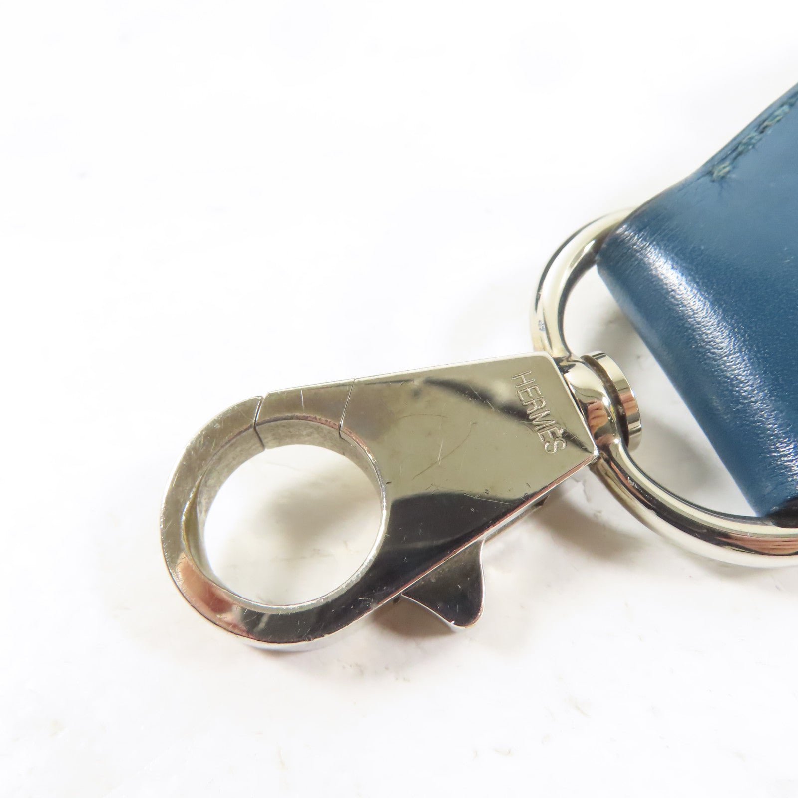 HERMES Swift皮革Toolbox銀扣手挽肩背兩用袋Bleu Agate/藍色