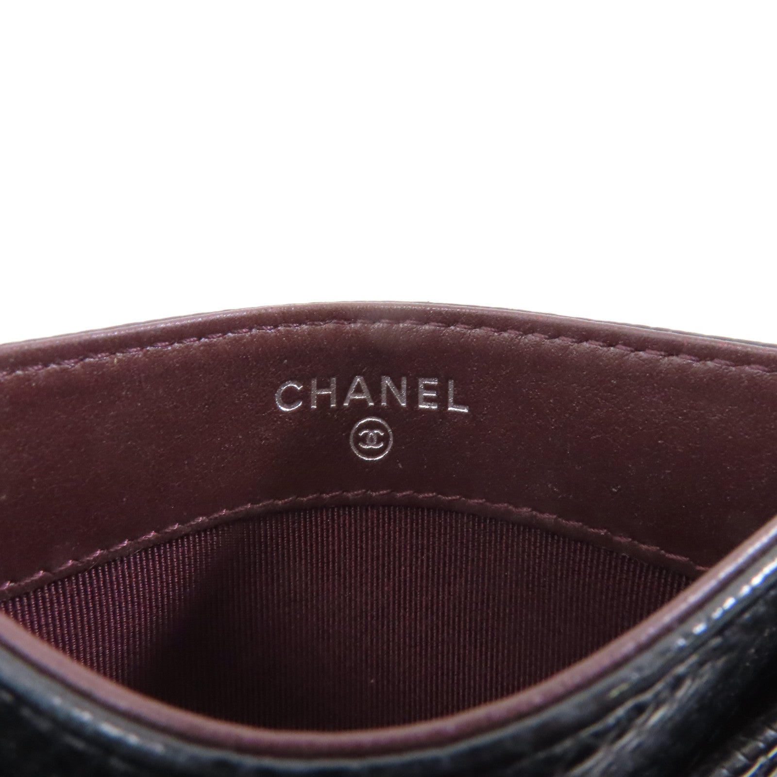 CHANEL 菱格Caviar皮革Card Case銀扣卡片套黑色