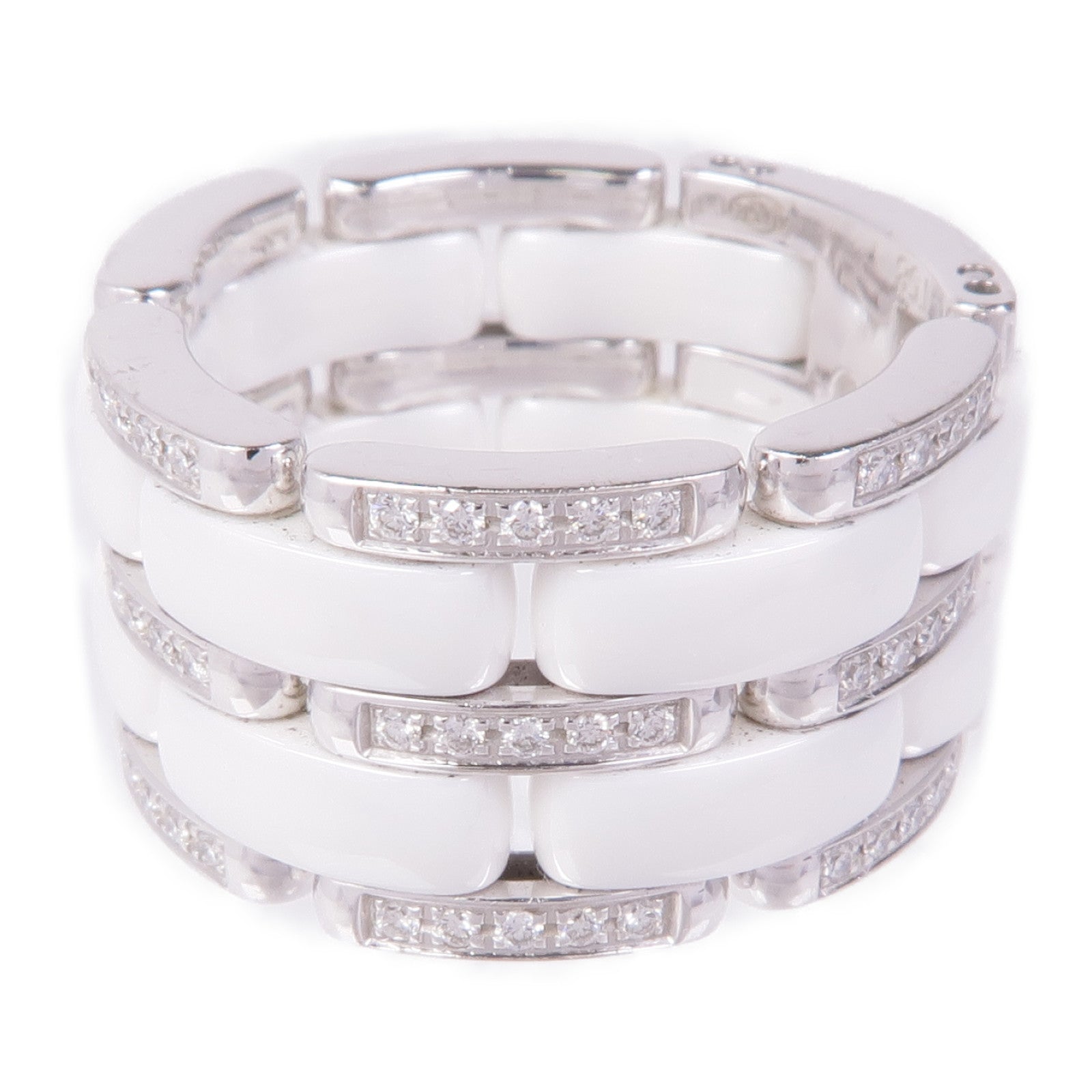 CHANEL 18K白金/陶瓷/鑽石Ultra Blanche Ring戒指CHANEL#58/US#8.25
