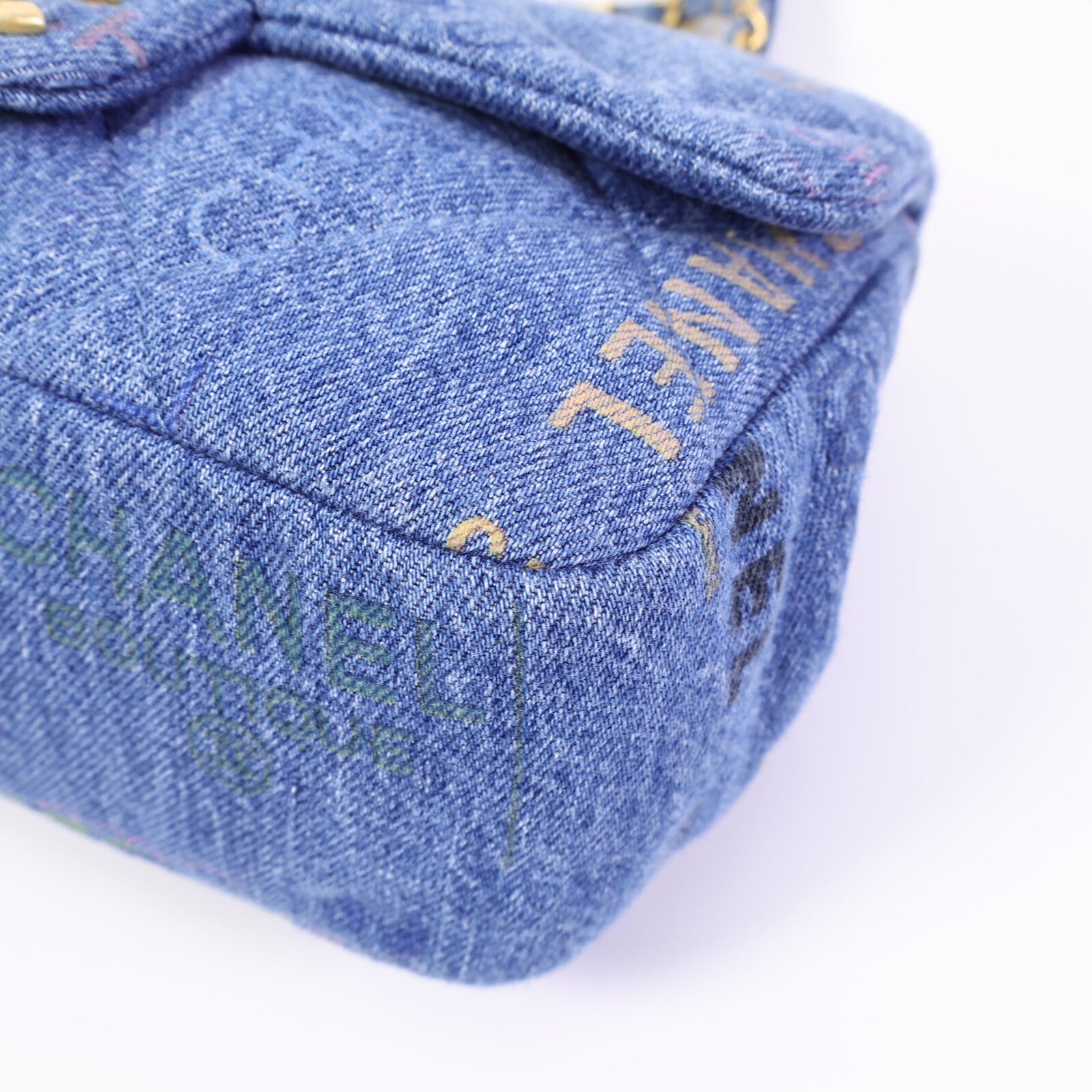 CHANEL 牛仔布Chain Shoulder Bag鏈帶肩背袋