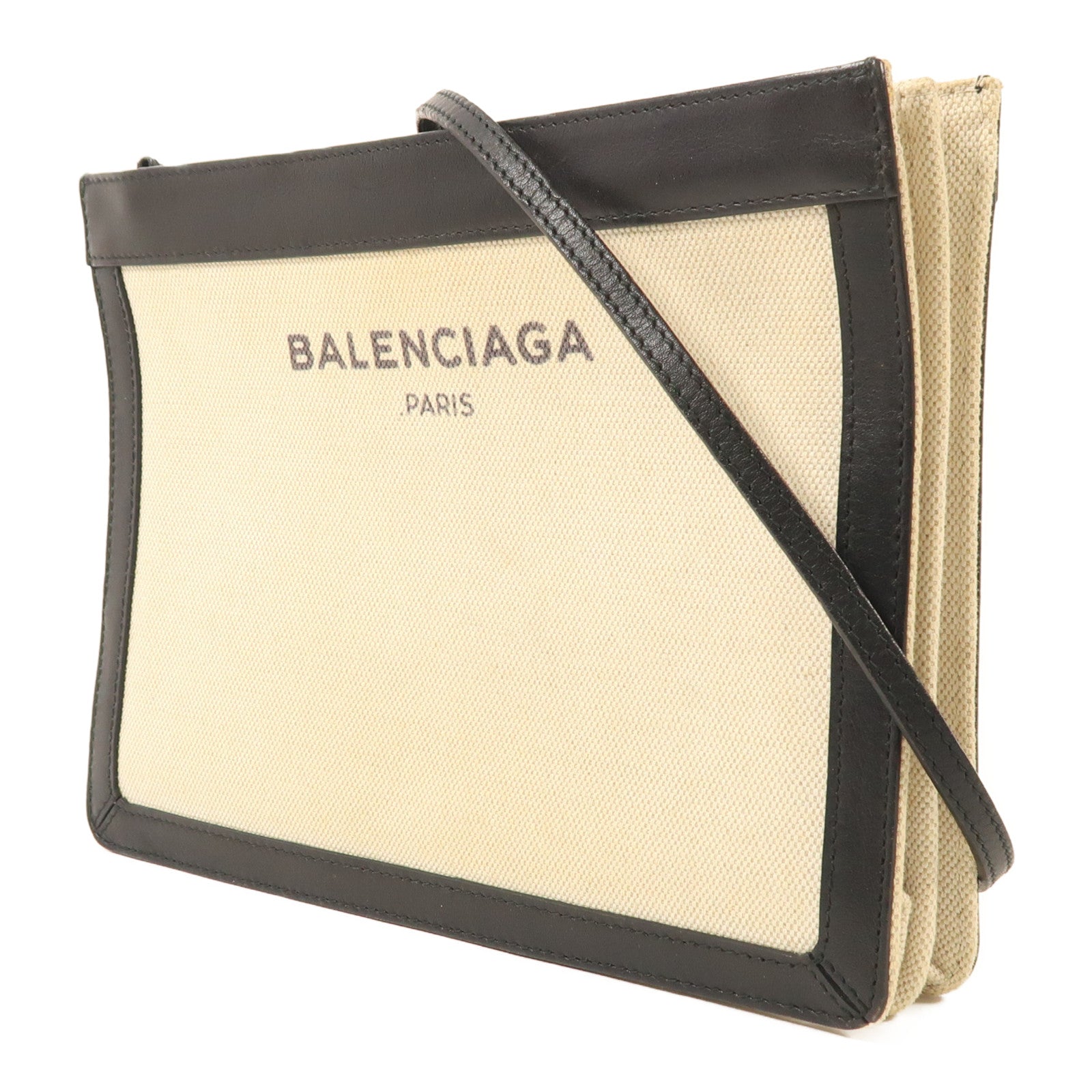 BALENCIAGA 帆布Navy Pochette銀扣肩背袋