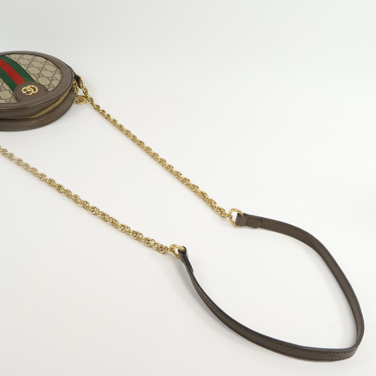 GUCCI 塗層帆布Ophidia Mini GG Round Bag鏈帶肩背袋