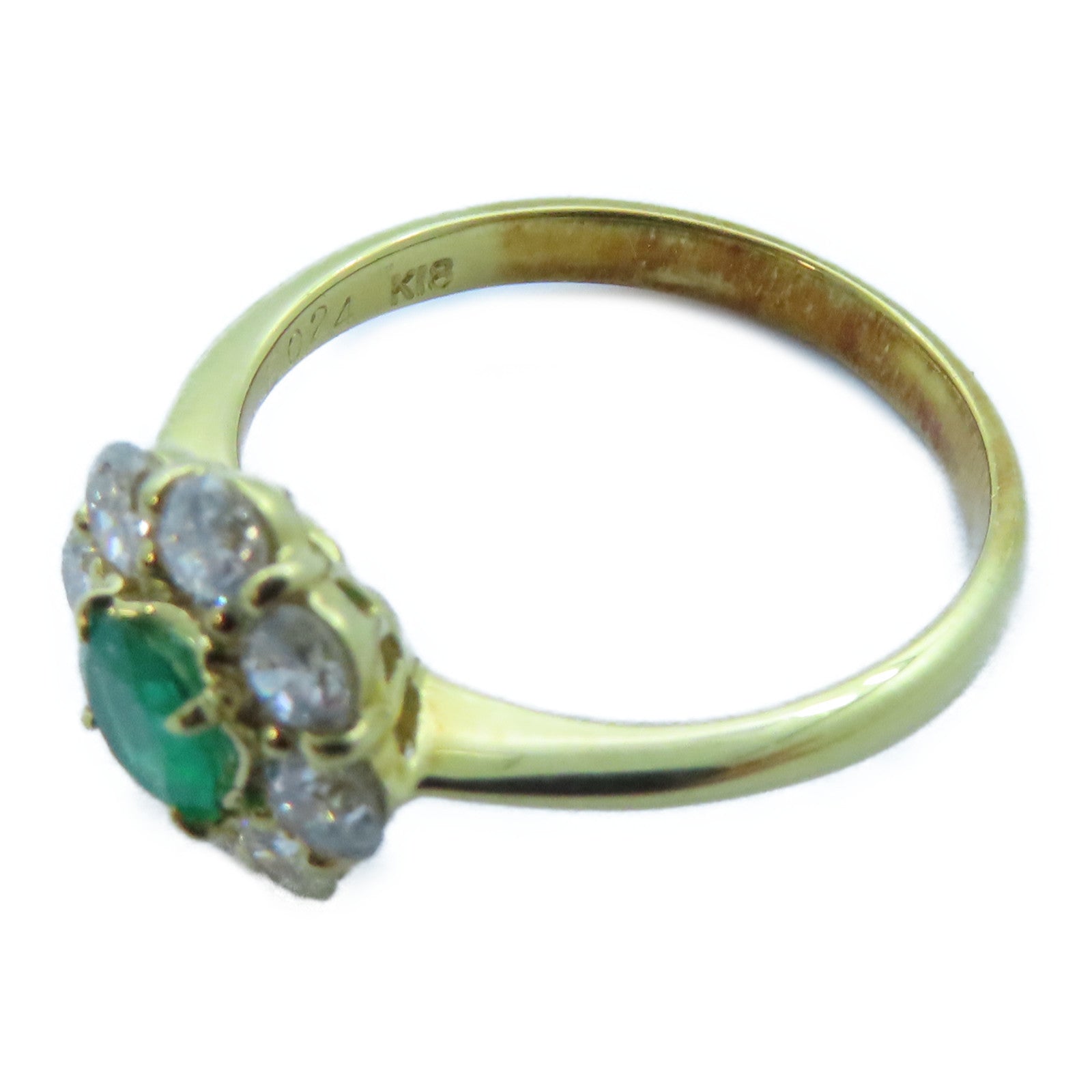 JEWELRY 18K黃金Emerald Ring0.24ct綠寶石/0.64ct鑽石戒指US#5.75