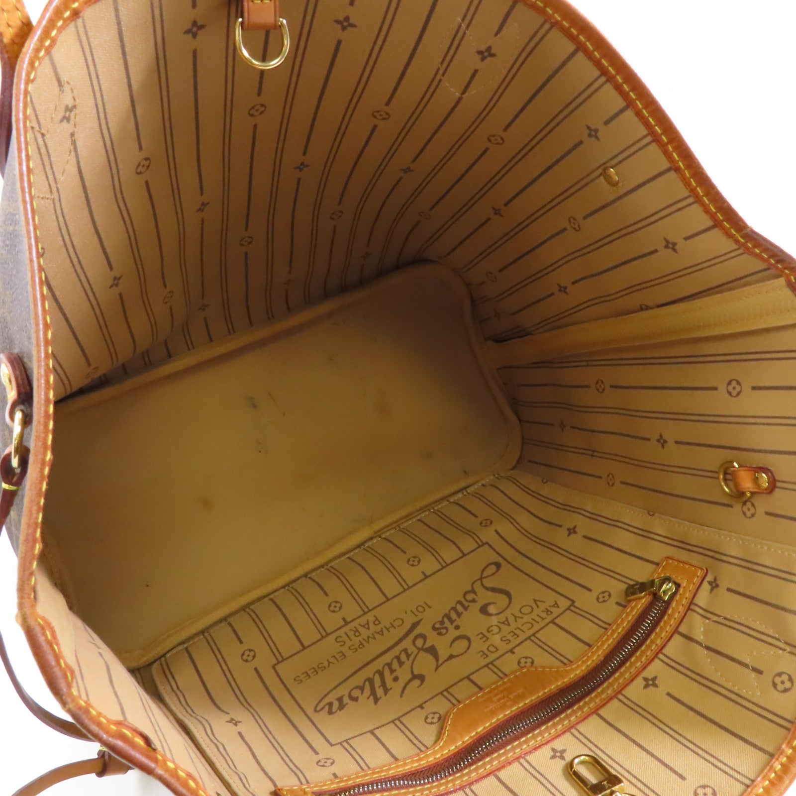 LOUIS VUITTON Monogram Neverfull MM金扣手挽袋啡色