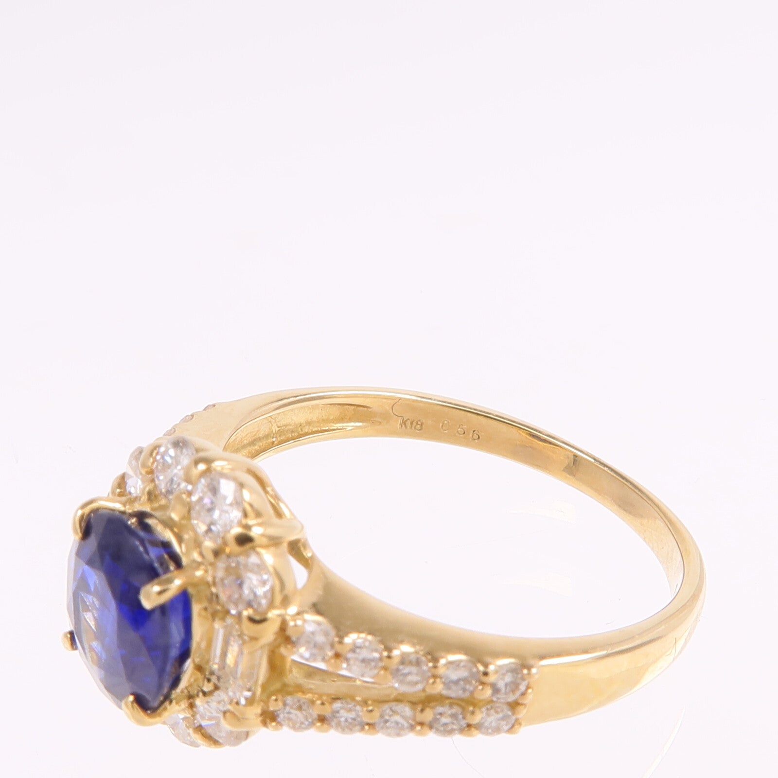 JEWELRY 【激減優惠】18K黃金Sapphire Diamond Ring藍寶石/鑽石戒指US#5.75