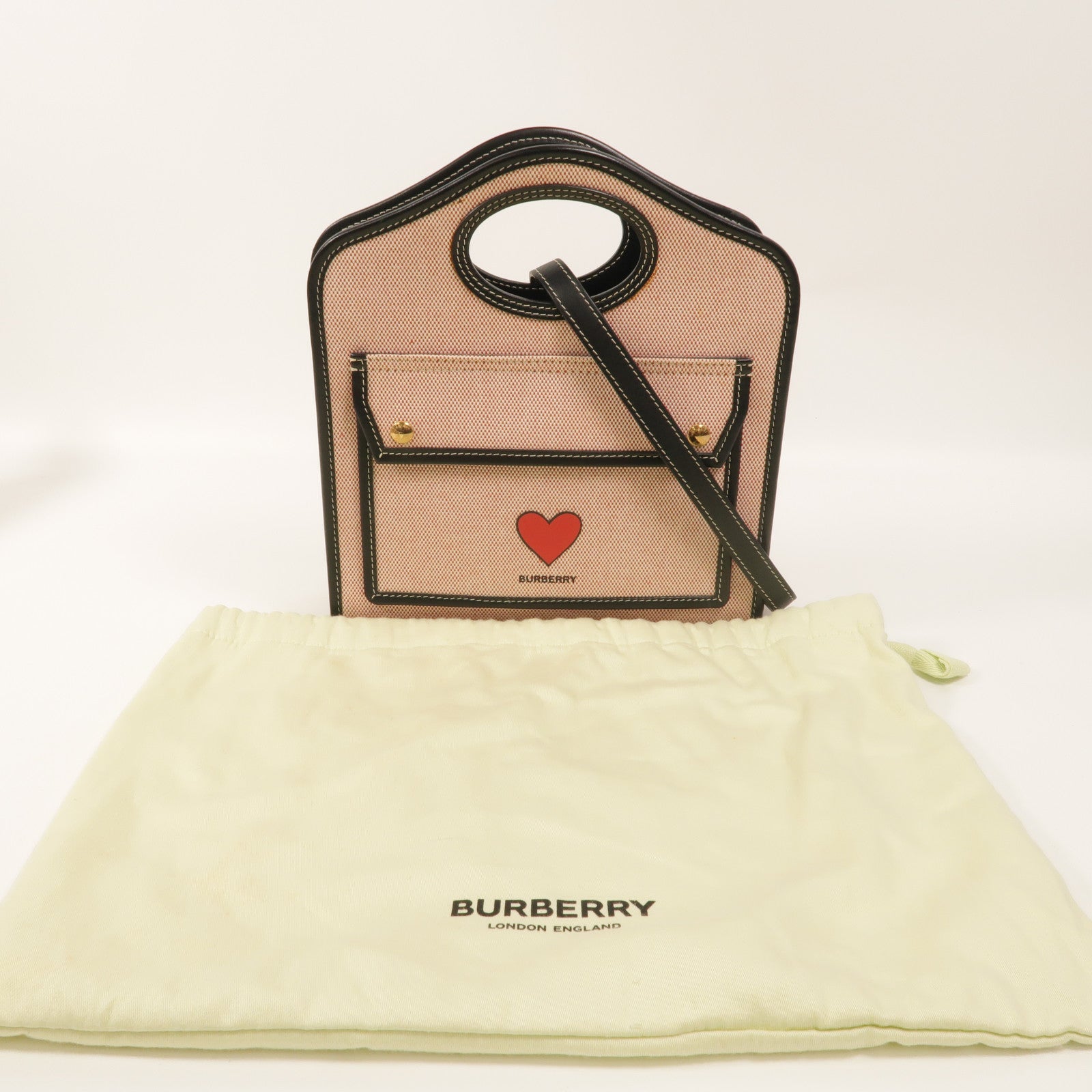 BURBERRY 帆布/皮革Mini Pocket Bag手挽肩背兩用袋