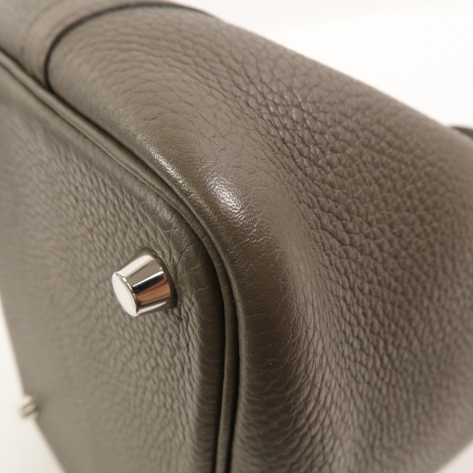 HERMES Clemence皮革Picotin PM手挽袋Etain