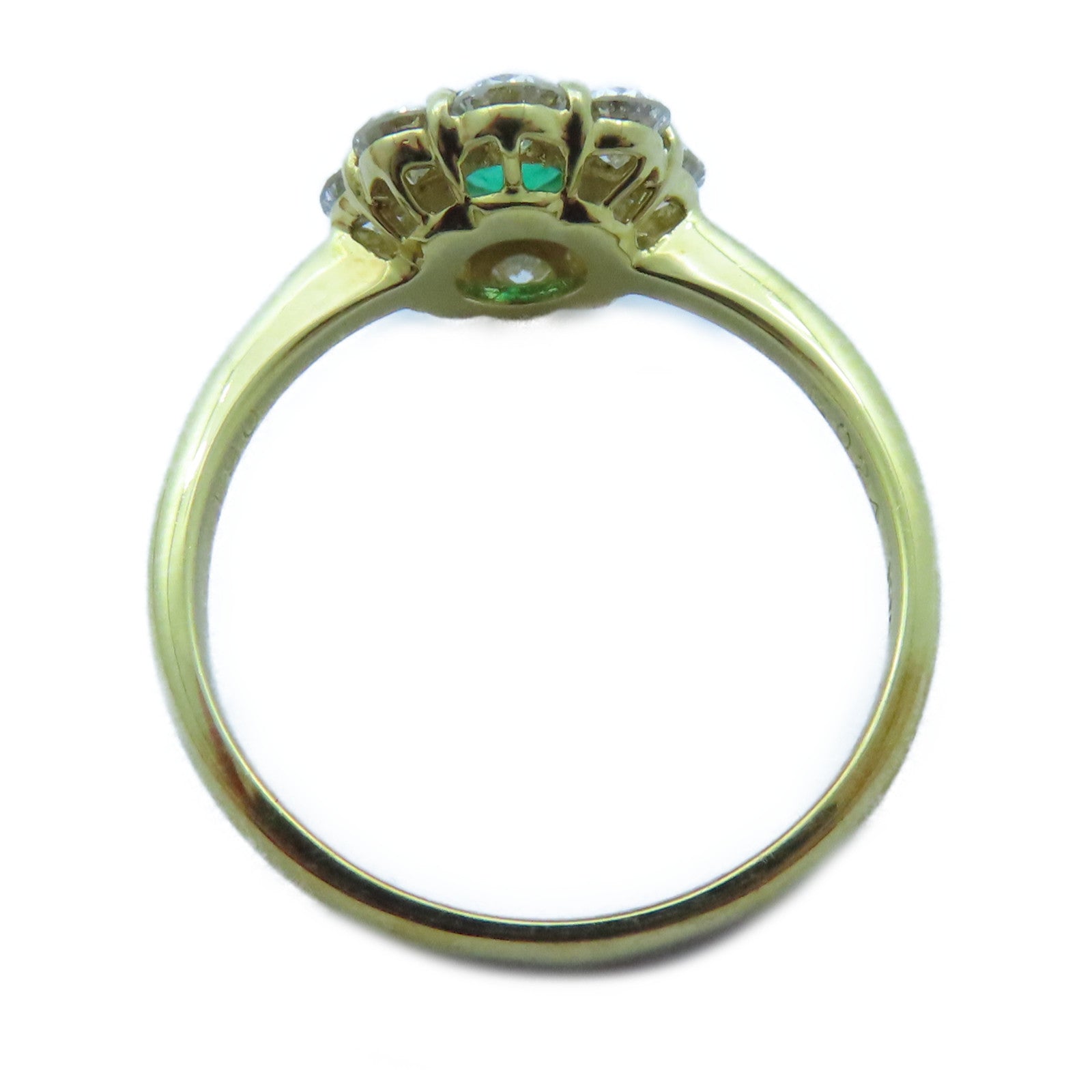 JEWELRY 18K黃金Emerald Ring0.24ct綠寶石/0.64ct鑽石戒指US#5.75
