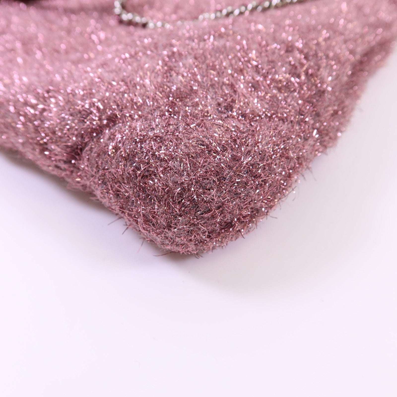 CHANEL 針織布料Shoulder Bag銀扣鏈帶肩背袋