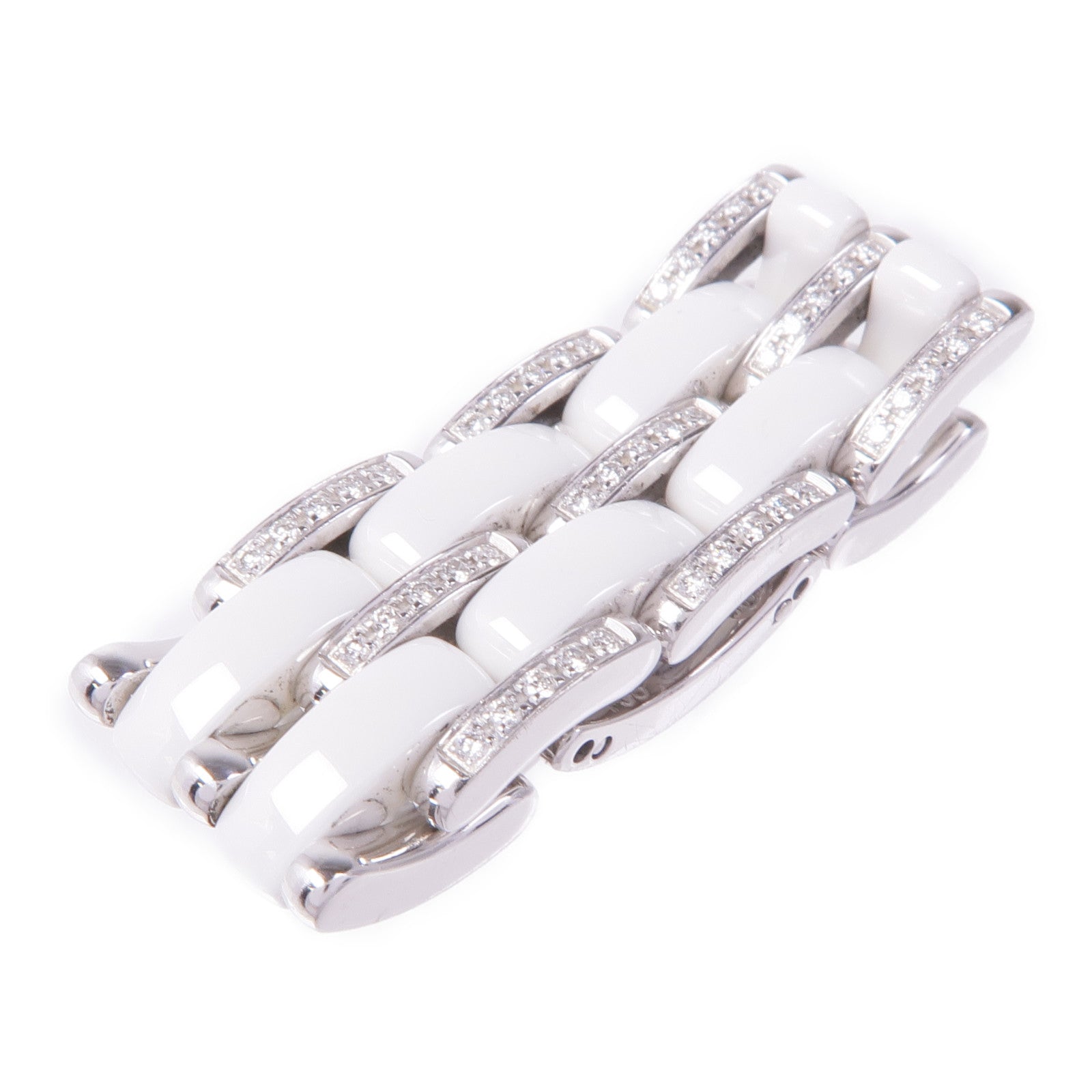 CHANEL 18K白金/陶瓷/鑽石Ultra Blanche Ring戒指CHANEL#58/US#8.25
