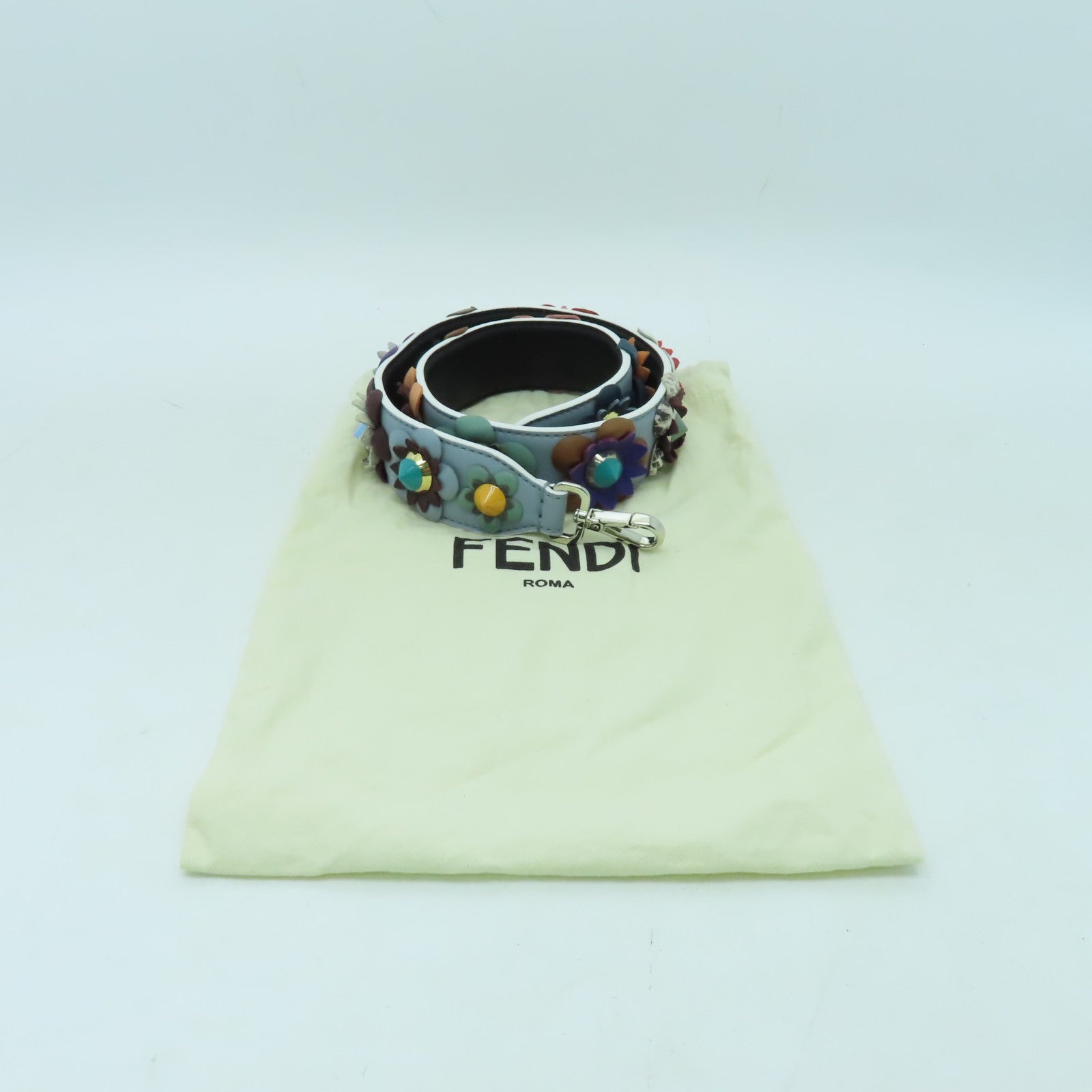 FENDI 【激減優惠】牛皮皮革Shoulder Strap銀扣肩背帶藍色