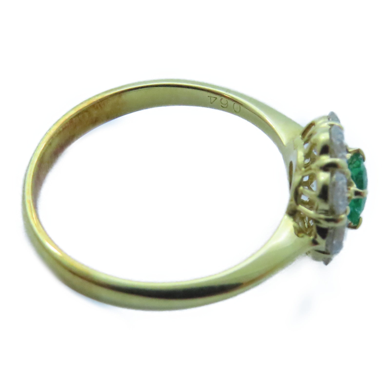JEWELRY 18K黃金Emerald Ring0.24ct綠寶石/0.64ct鑽石戒指US#5.75