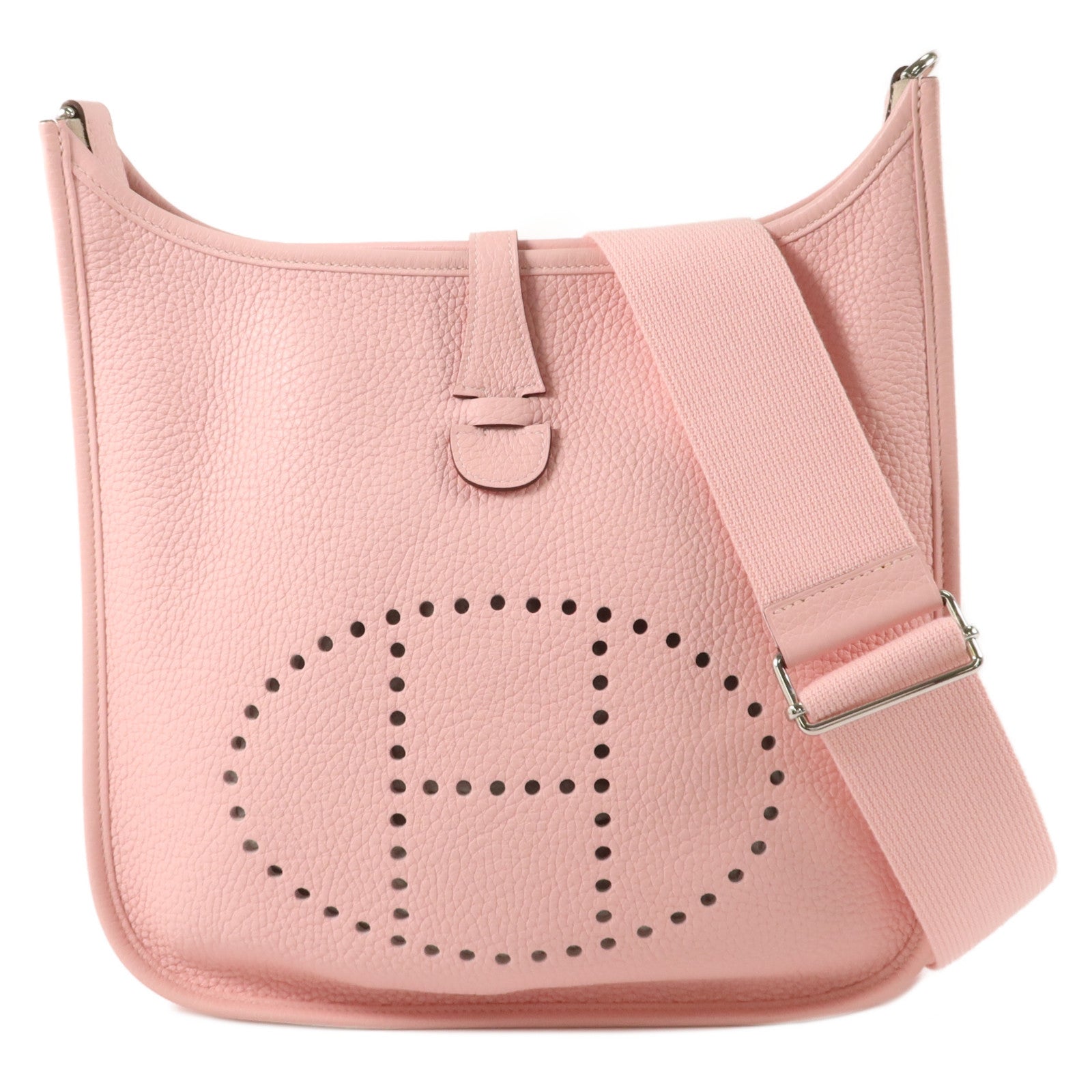 HERMES Clemence皮革Evelyne PM肩背袋Rose Sakura