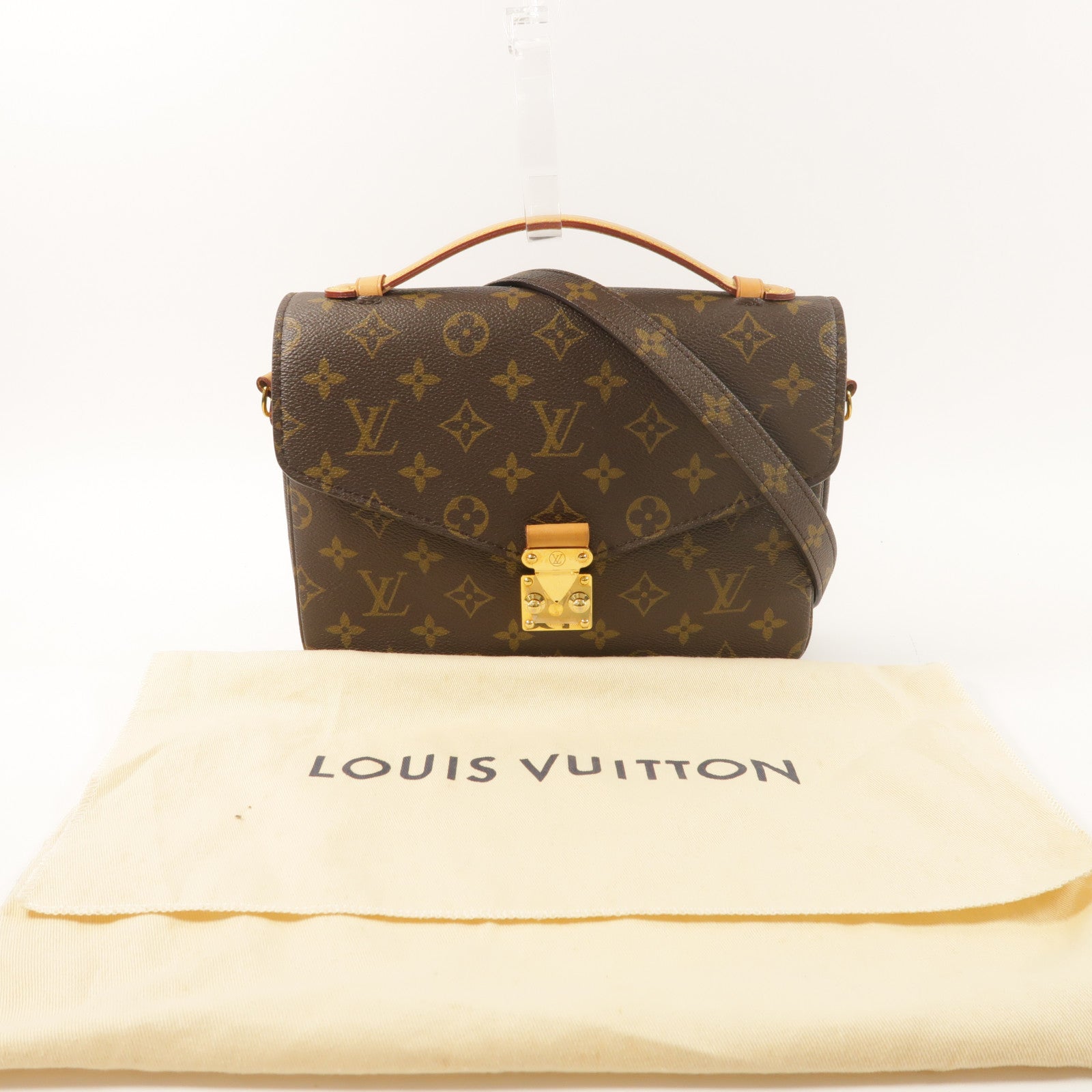 LOUIS VUITTON Monogram Pochette Metis金扣手挽肩背兩用袋棕色