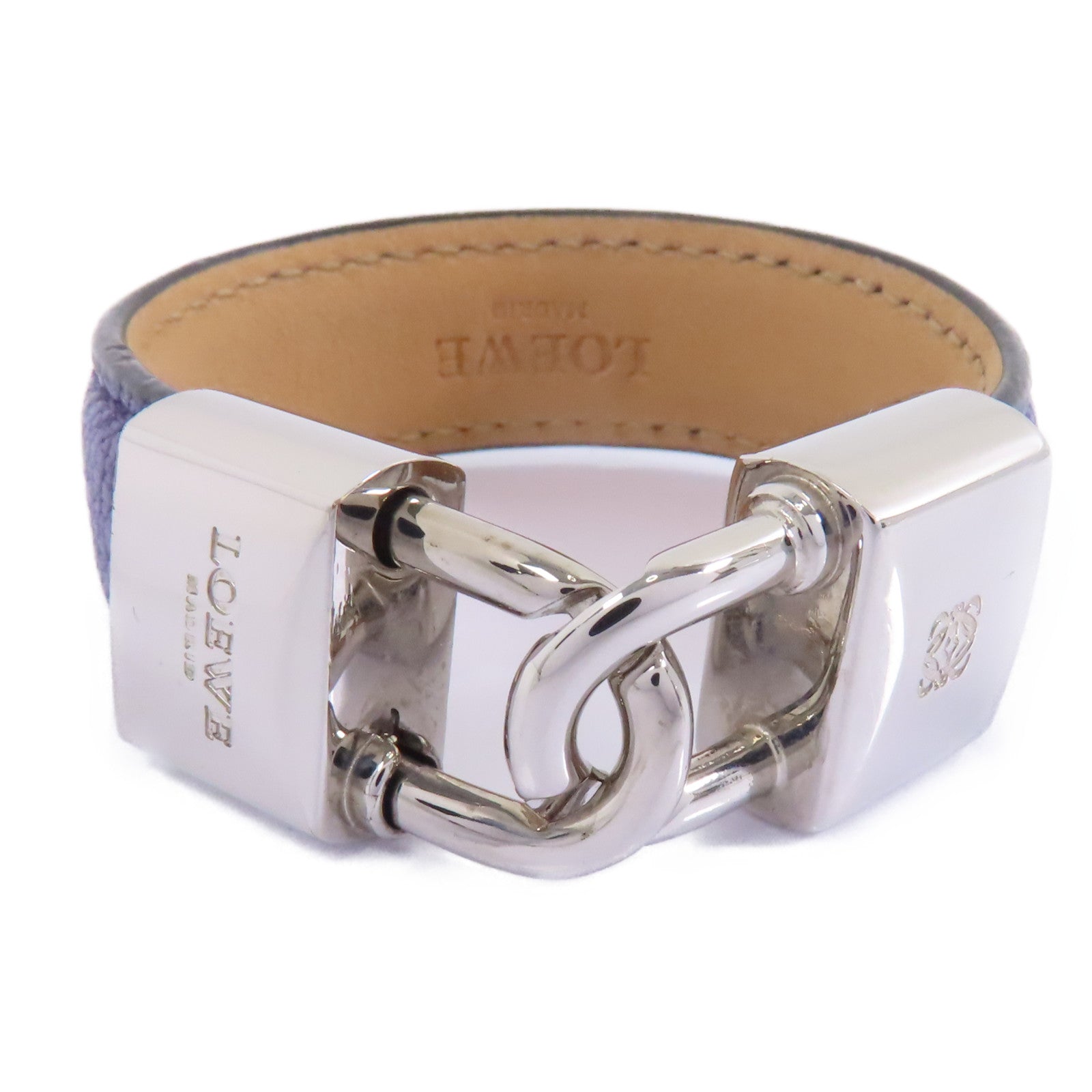 LOEWE 牛皮皮革/金屬Bracelet手鏈紫色/銀色