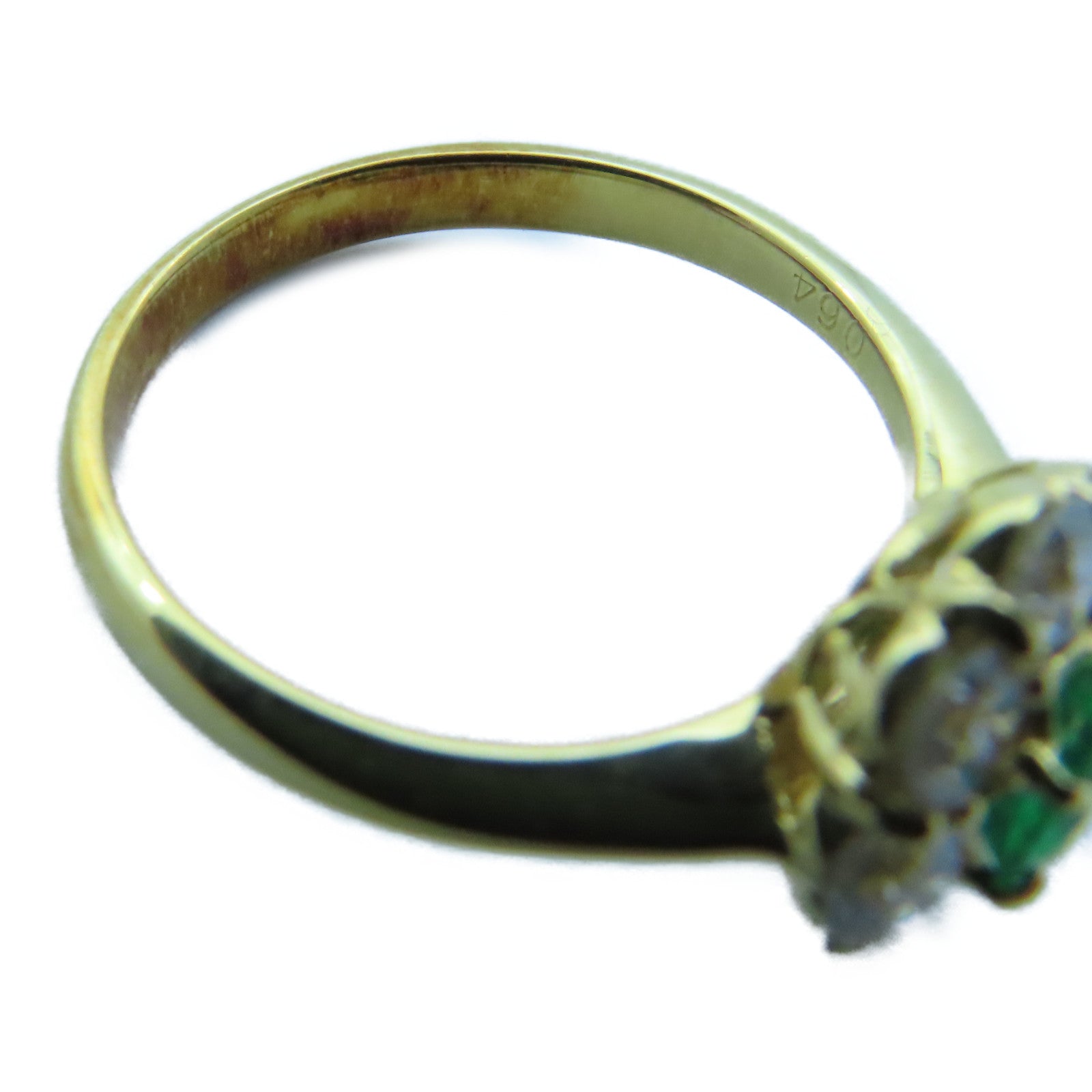 JEWELRY 18K黃金Emerald Ring0.24ct綠寶石/0.64ct鑽石戒指US#5.75