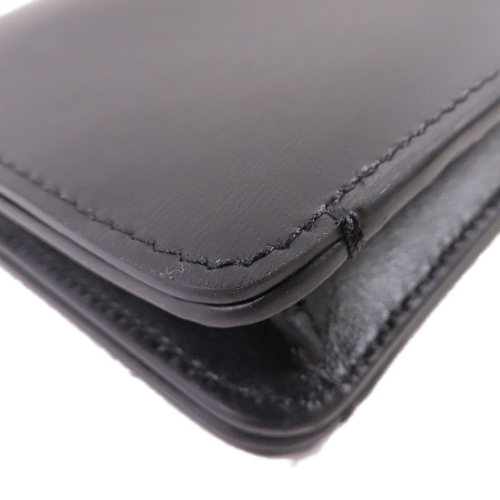 CELINE 牛皮皮革Triomphe Compact Wallet金扣短錢包黑色
