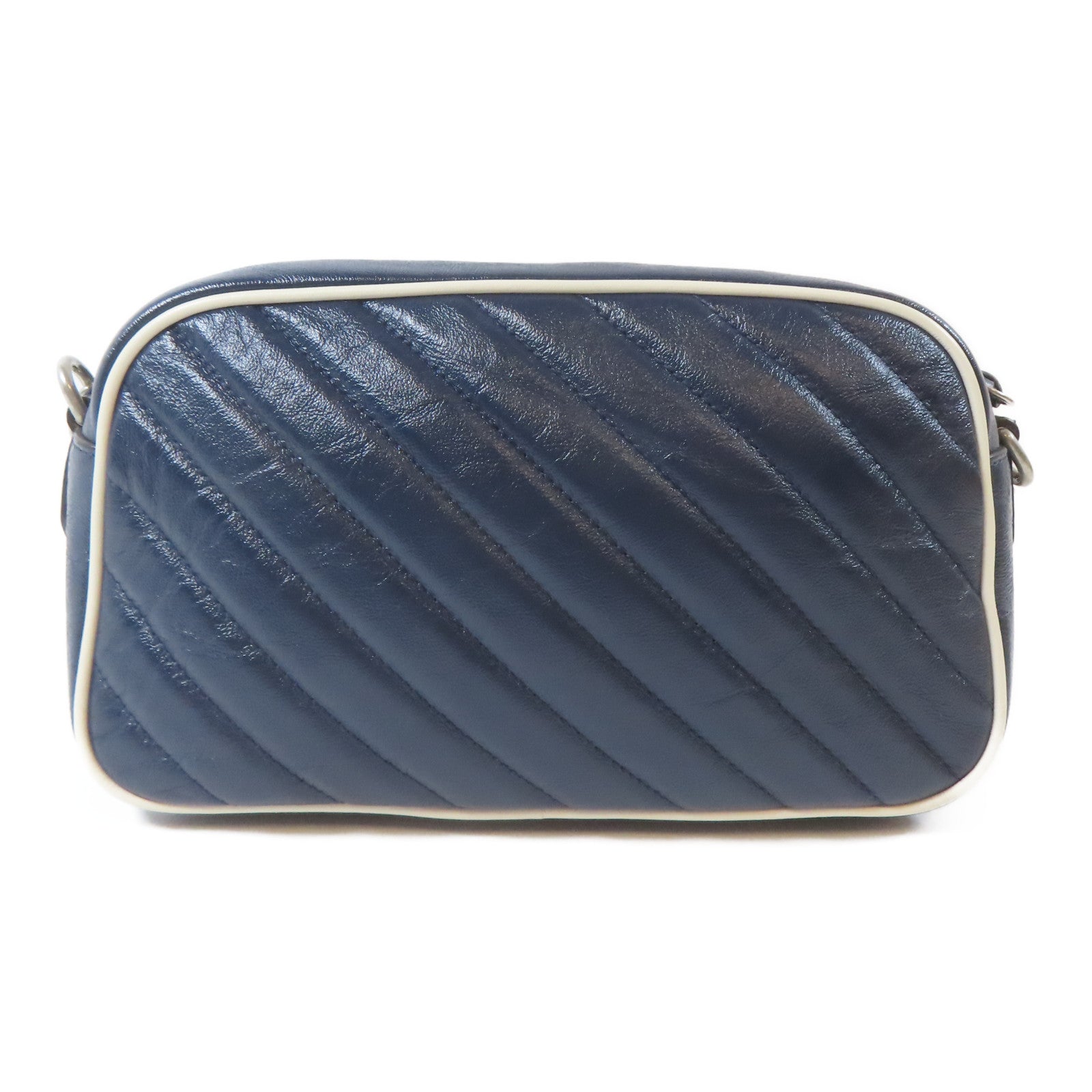 GUCCI 【激減優惠】牛皮皮革Shoulder Bag銀扣肩背袋藍色/白色