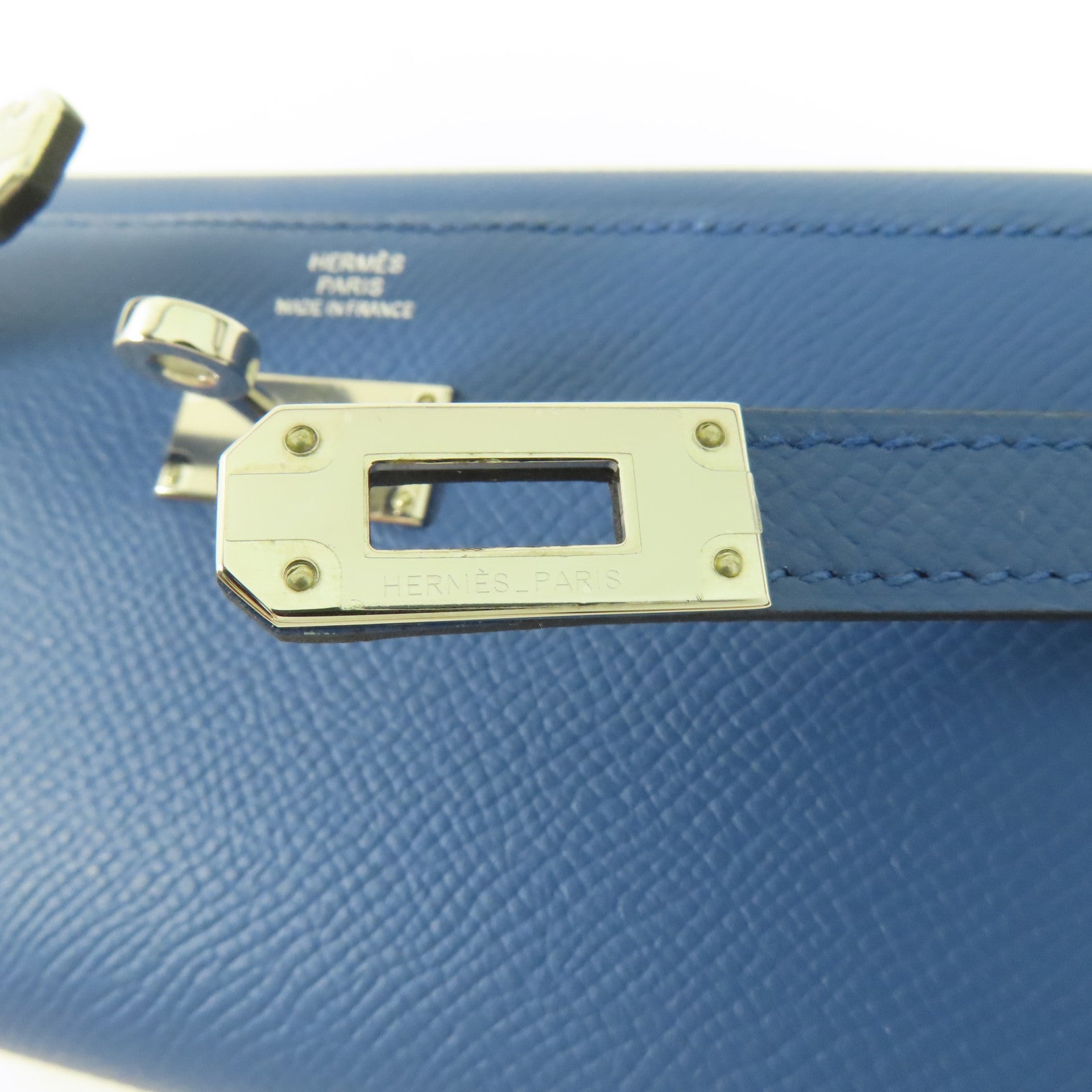 HERMES 【激減優惠】Epsom皮革Kelly Short Wallet銀扣錢包7E Bleu Brighton