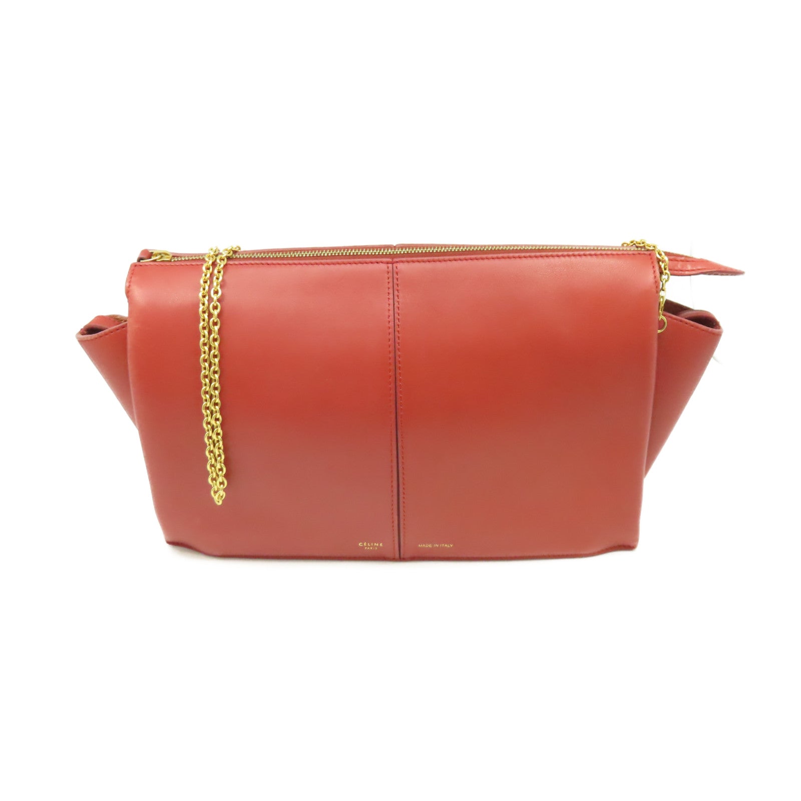 CELINE 【激減優惠】牛皮皮革Chain Shoulder Bag鏈帶肩背袋紅色