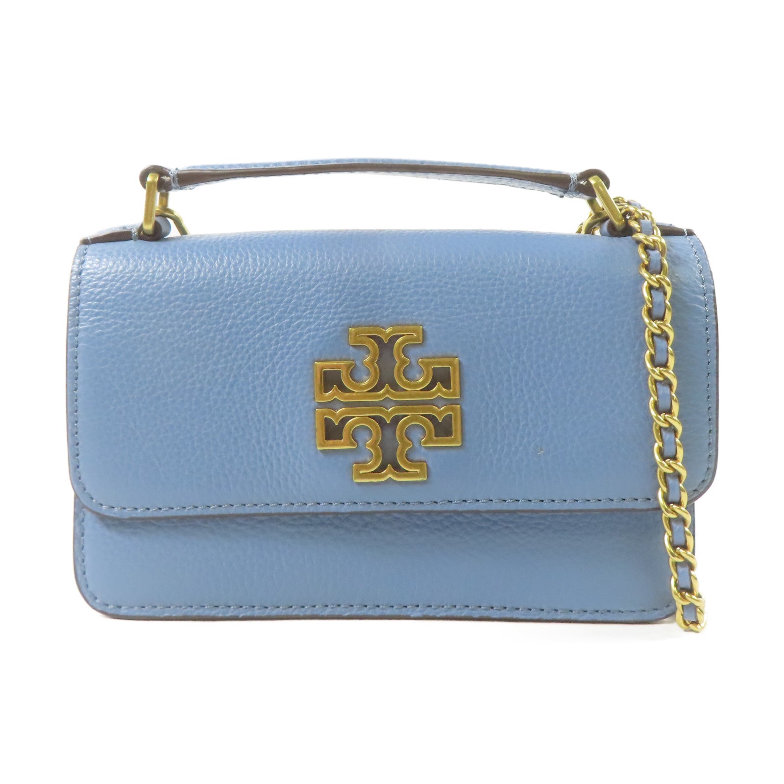 Tory Burch 牛皮皮革2 Way Shoulder Bag金扣手挽肩背兩用袋淺藍色