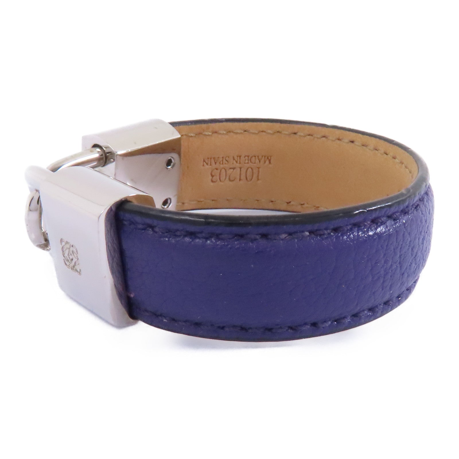 LOEWE 牛皮皮革/金屬Bracelet手鏈紫色/銀色