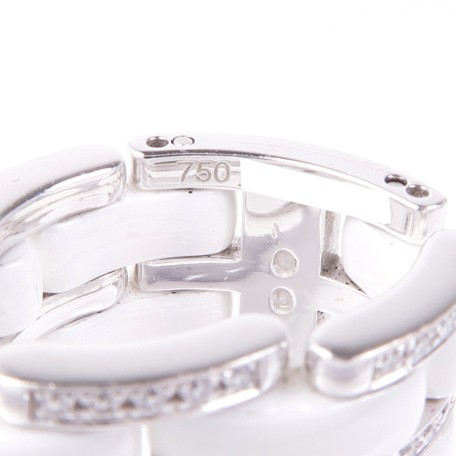 CHANEL 18K白金/陶瓷/鑽石Ultra Blanche Ring戒指CHANEL#58/US#8.25