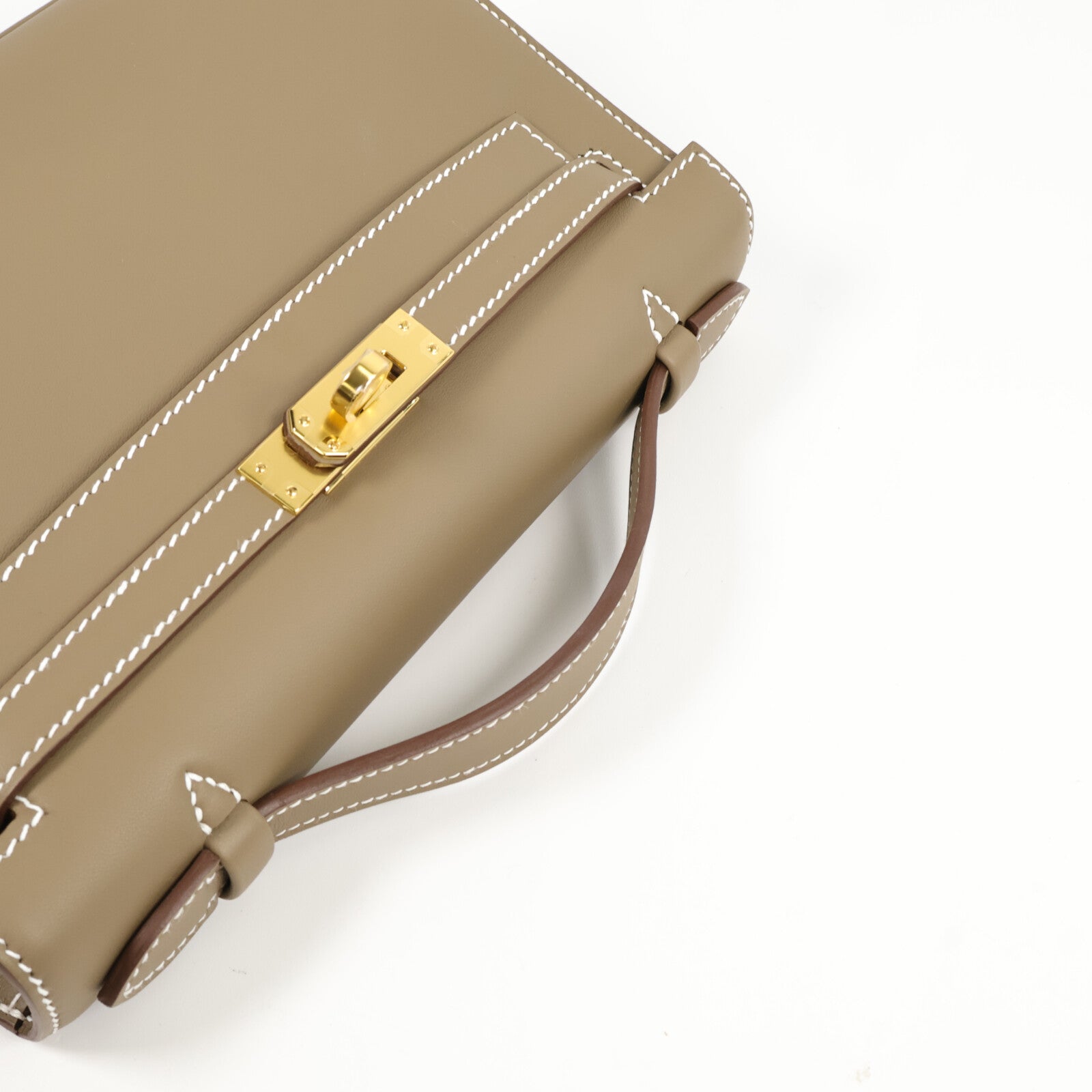 HERMES Veau Swift皮革Kelly Pochette手挽袋Etoupe