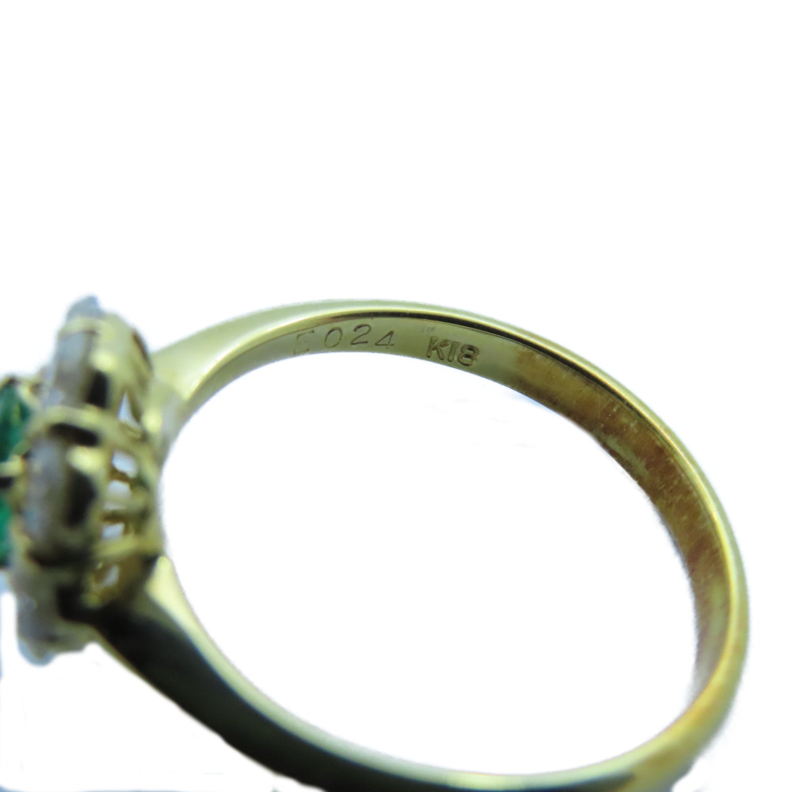 JEWELRY 18K黃金Emerald Ring0.24ct綠寶石/0.64ct鑽石戒指US#5.75