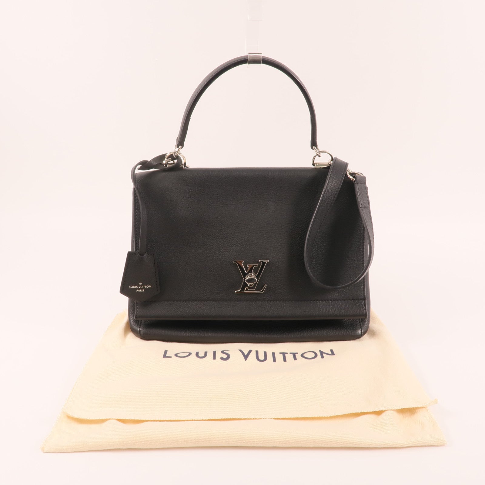 LOUIS VUITTON 牛皮皮革Lock Me II銀扣手挽肩背兩用袋