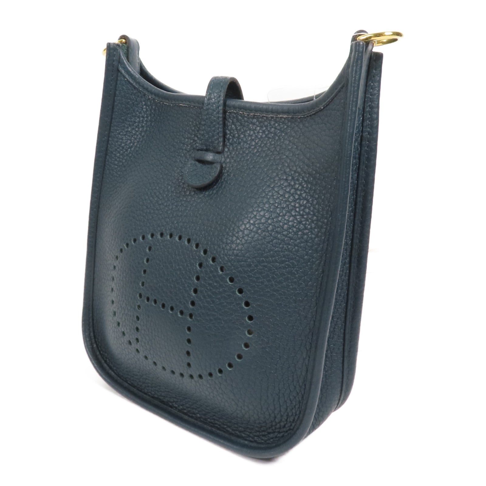 HERMES 【激減優惠】Clemence皮革Evelyne TPM金扣肩背袋60 Vert cypres