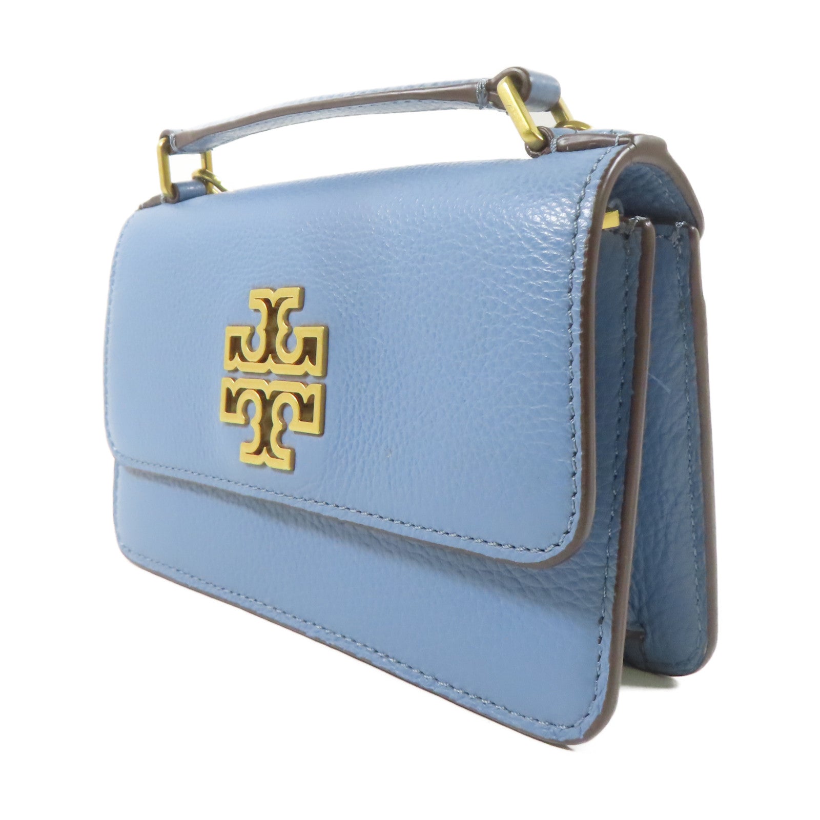Tory Burch 牛皮皮革2 Way Shoulder Bag金扣手挽肩背兩用袋淺藍色