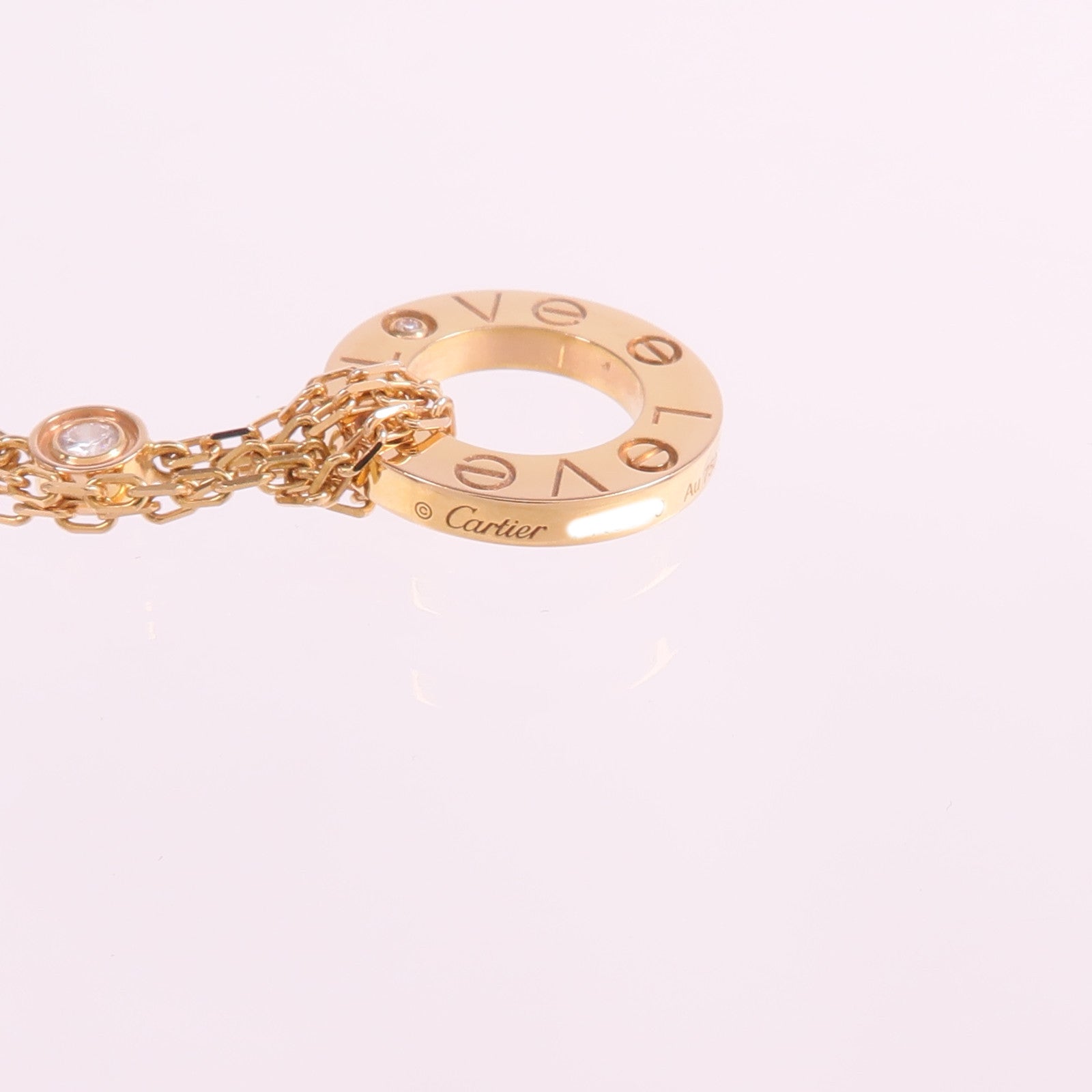CARTIER 18K玫瑰金Love Diamond Necklace鑽石項鍊