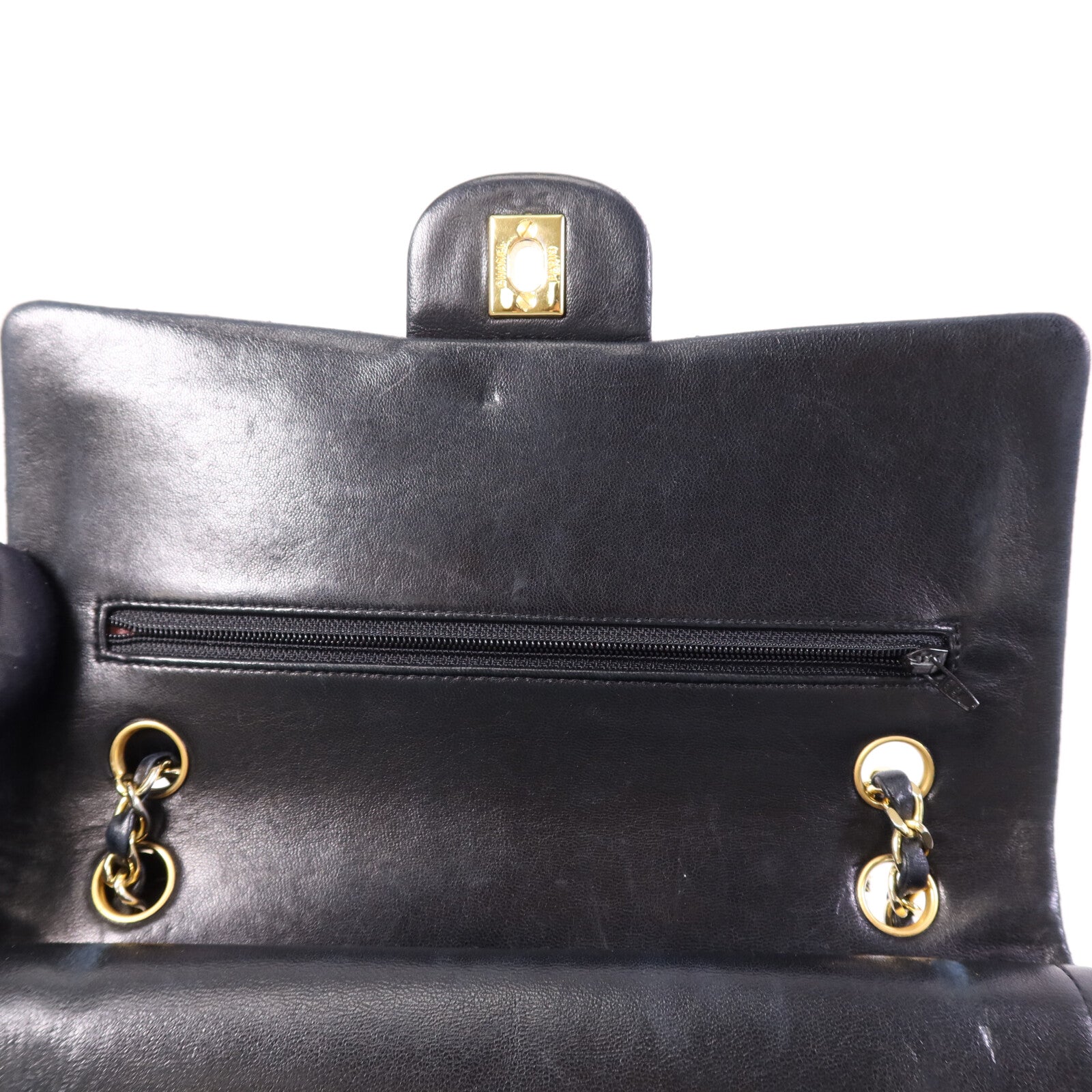 CHANEL 羊皮皮革Vintage Chain Shoulder金扣鏈帶肩背袋