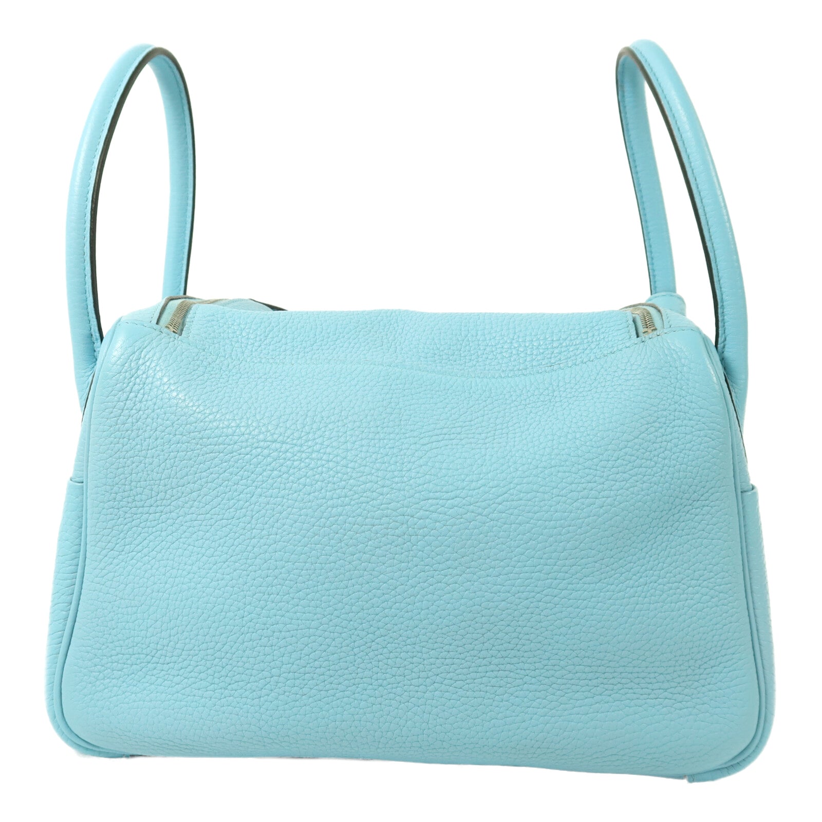 HERMES Clemence皮革Lindy 26銀扣手挽肩背兩用袋Blue Atoll