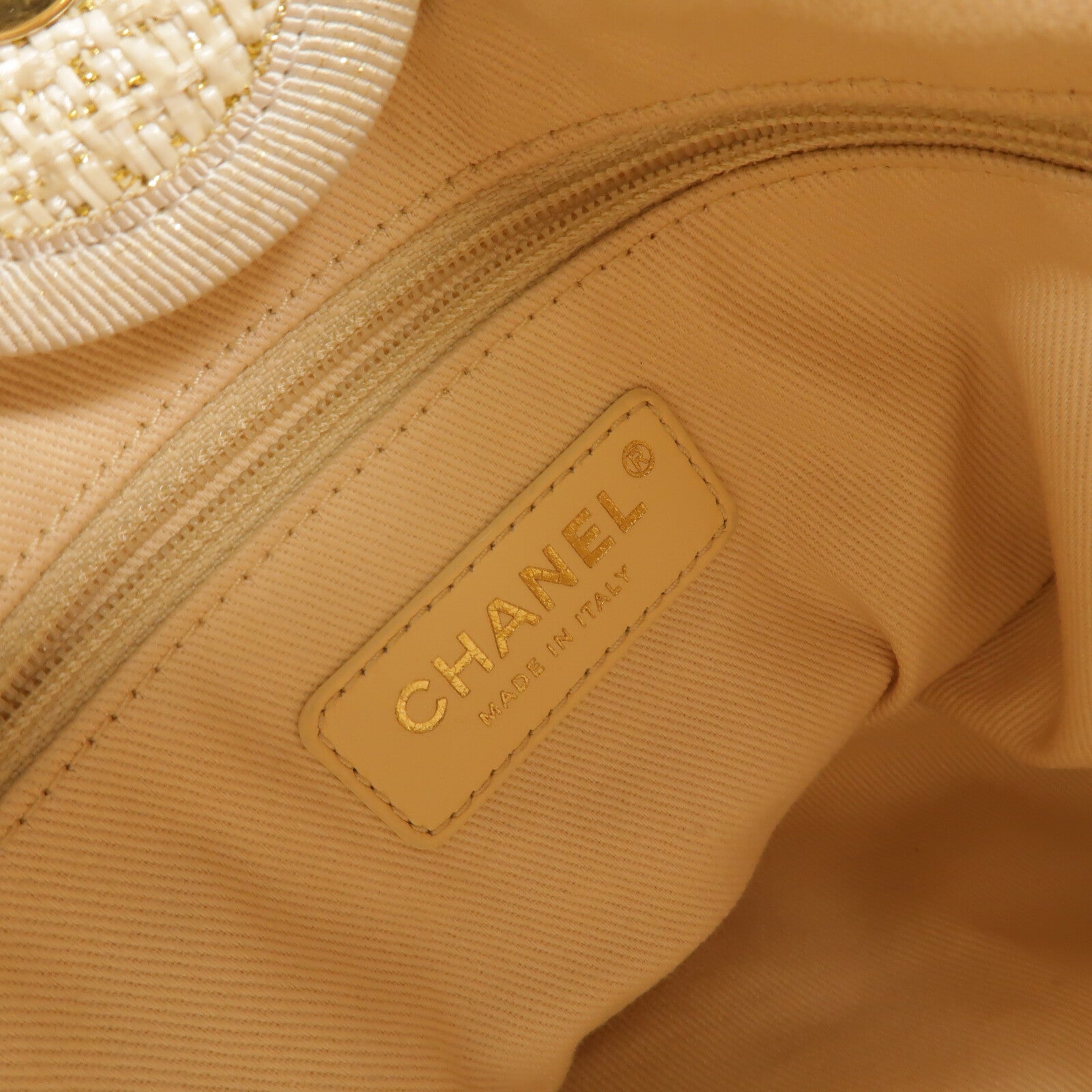 CHANEL 帆布Deauville Tote Bag鏈帶手挽袋