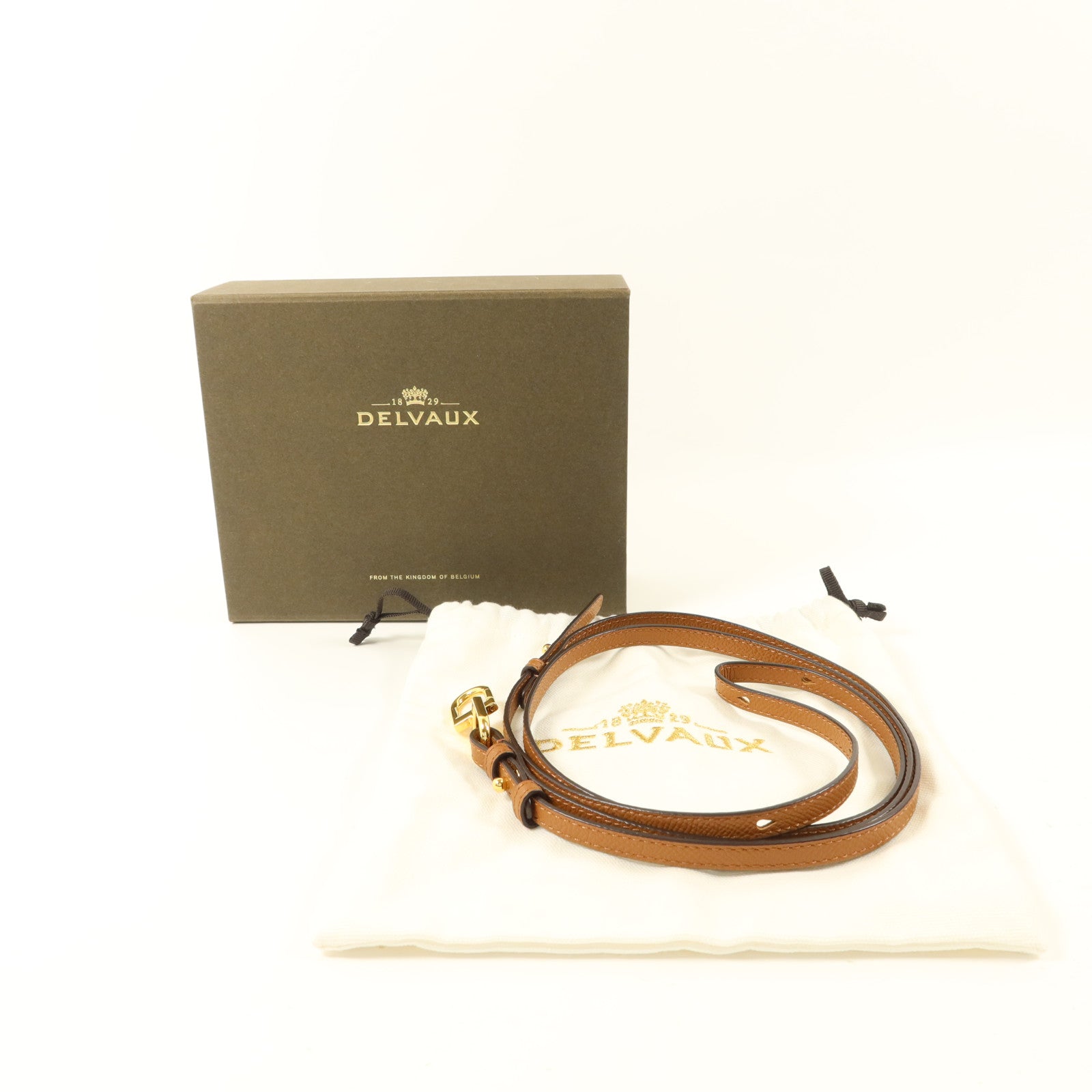 Delvaux 牛皮皮革Vagabond Adjustable Strap金扣肩帶