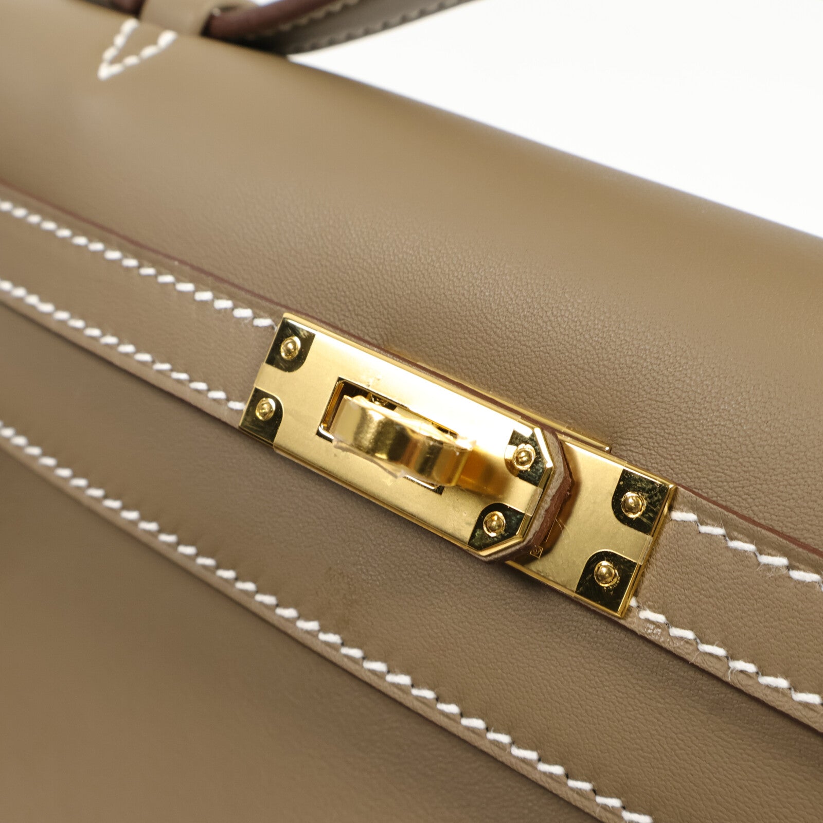 HERMES Veau Swift皮革Kelly Pochette手挽袋Etoupe