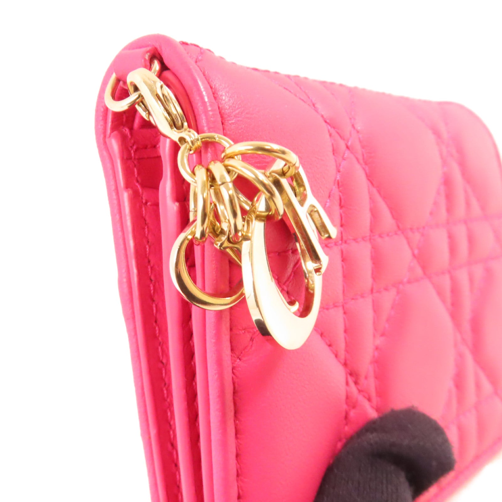 Dior 牛皮皮革Mini Lady Dior Gardenia Wallet金扣短錢包粉紅色– Brand