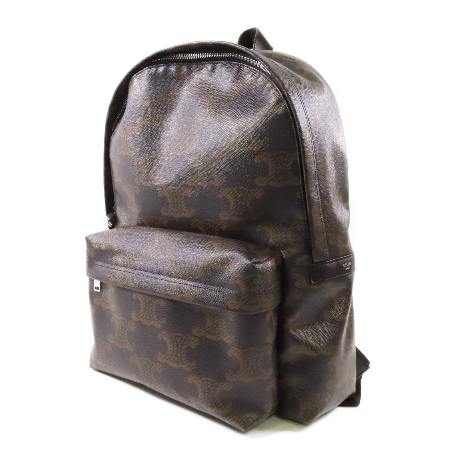 CELINE 【激減優惠】塗層帆布Triomphe Backpack銀扣背包