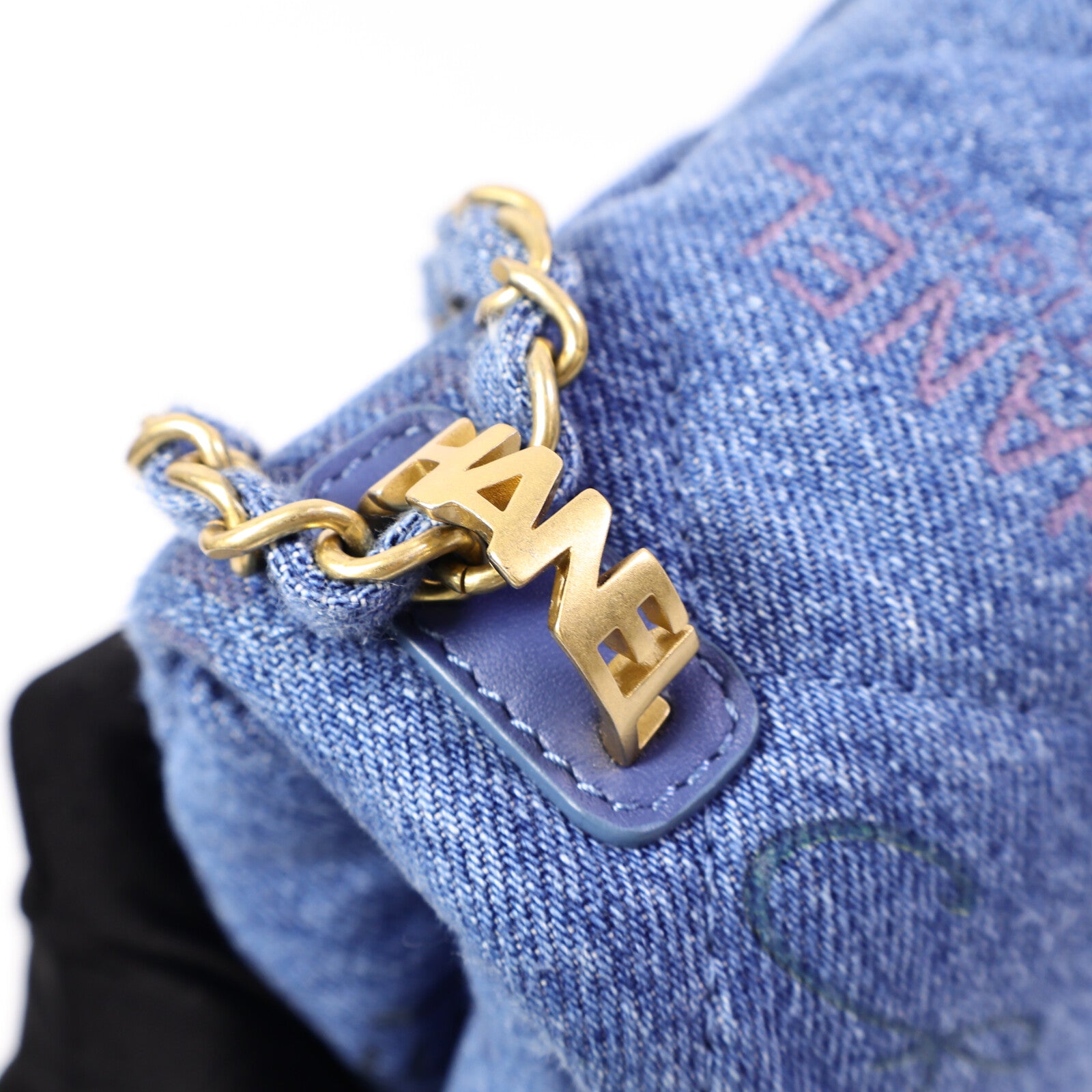 CHANEL 牛仔布Chain Shoulder Bag鏈帶肩背袋