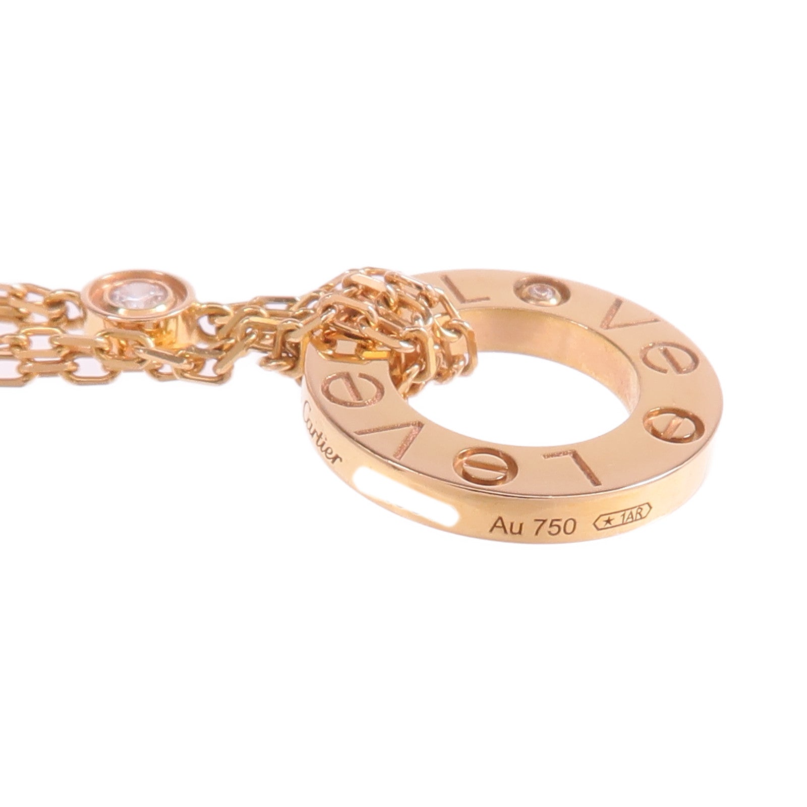 CARTIER 18K玫瑰金Love Diamond Necklace鑽石項鍊
